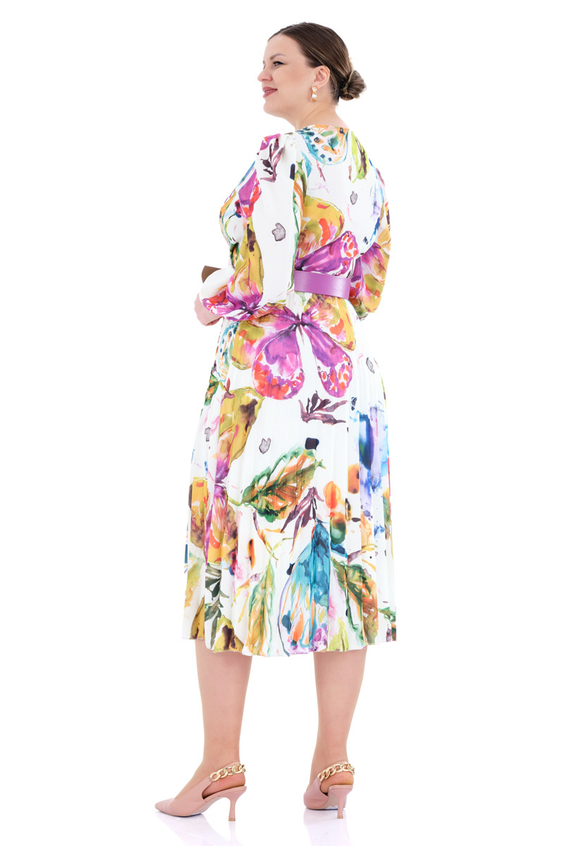 Desen j02 plus size crepe long sleeve midi dress