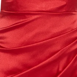 fervente red satin sleeveless long dress reviews Satin V-neck Red A-Line Spaghetti Straps Sweep Train Prom Dress With  Slit,MP591