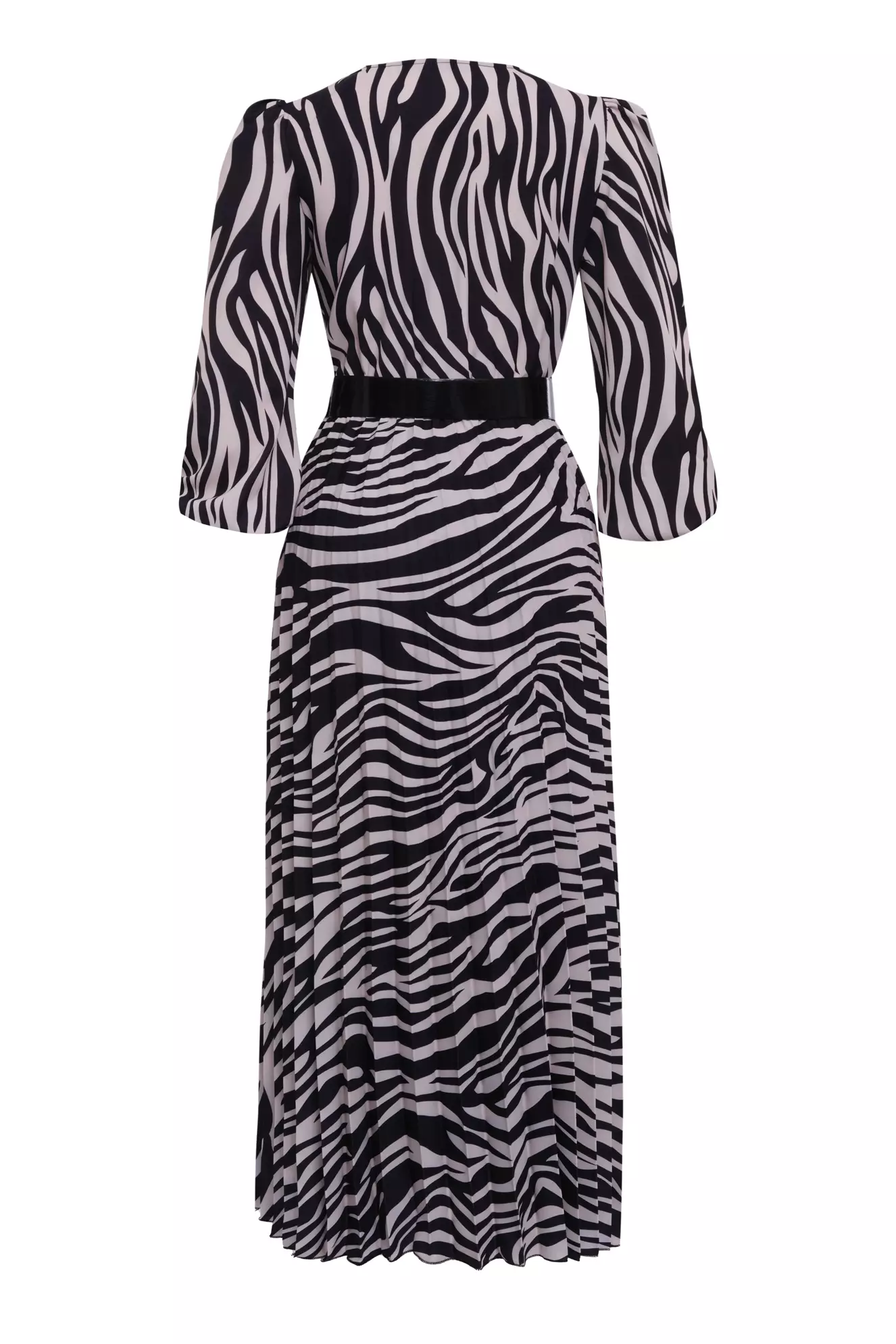 Printed crepe long sleeve midi dress
