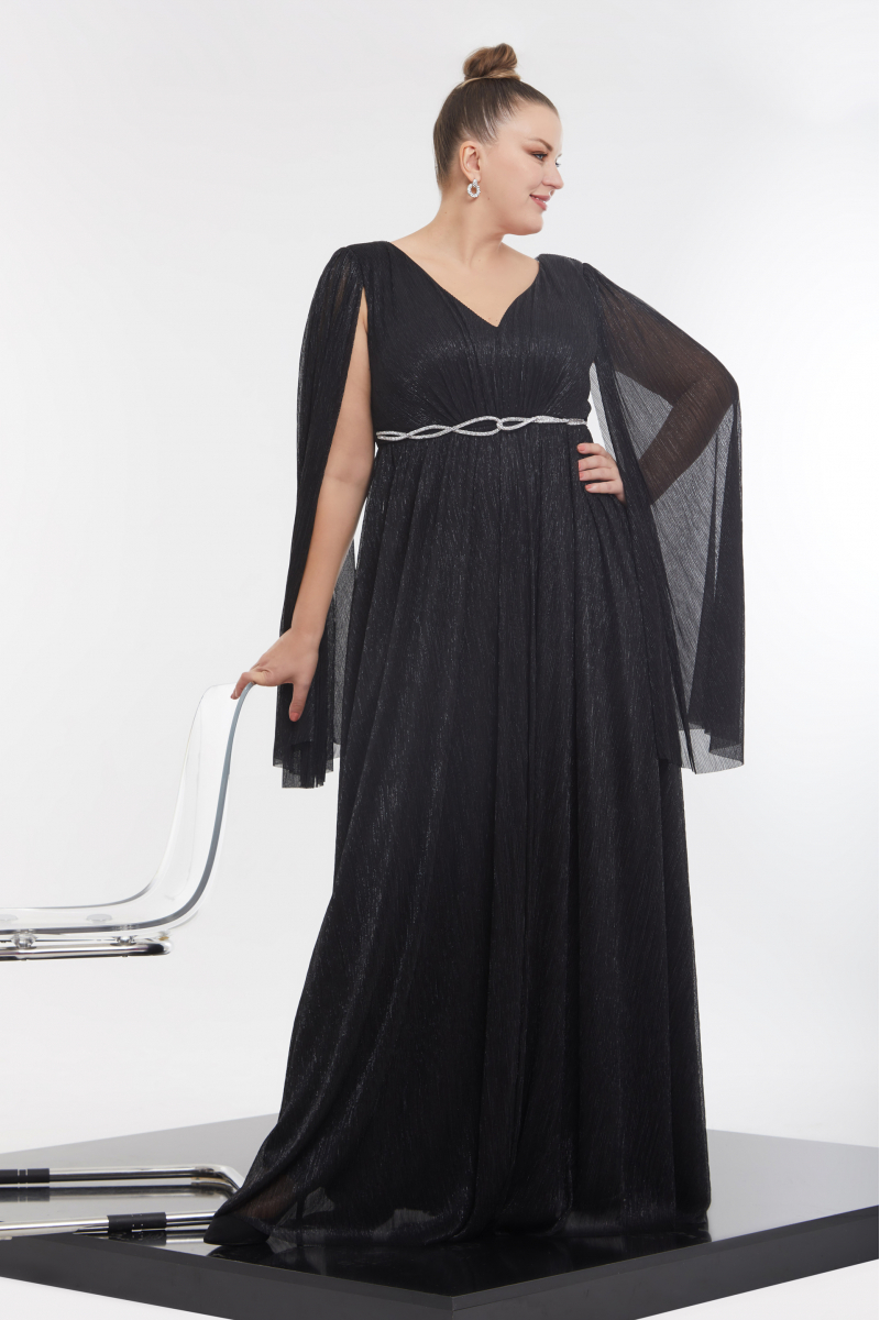 Black plus size moonlight long sleeve maxi dress