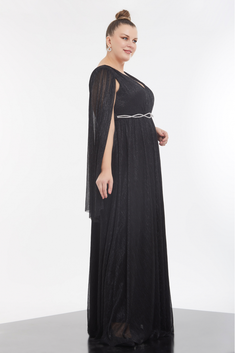 Black plus size moonlight long sleeve maxi dress
