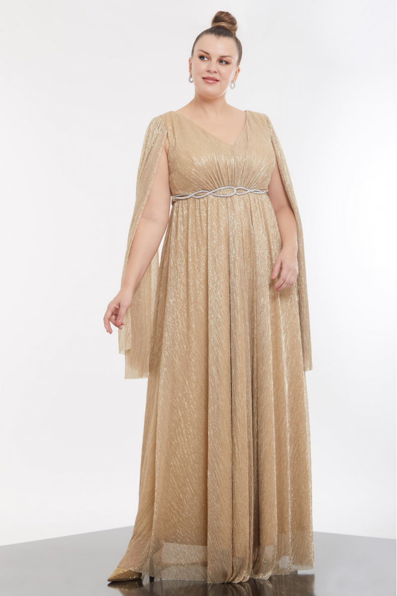 Gold plus size moonlight long sleeve maxi dress