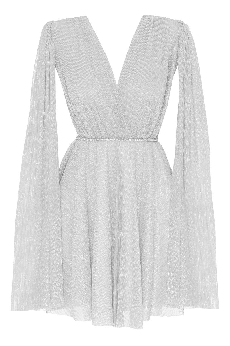 Silver moonlight long sleeve mini dress