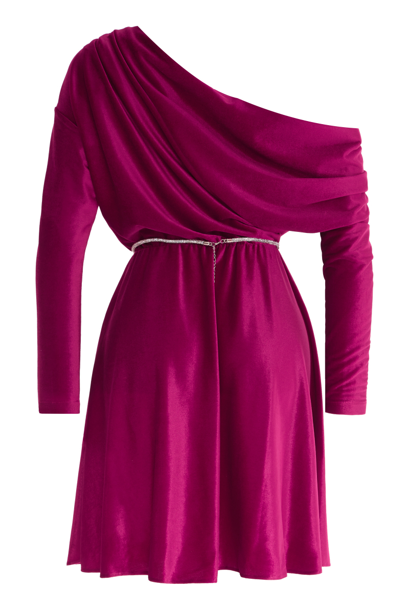 Purple velvet long sleeve mini dress