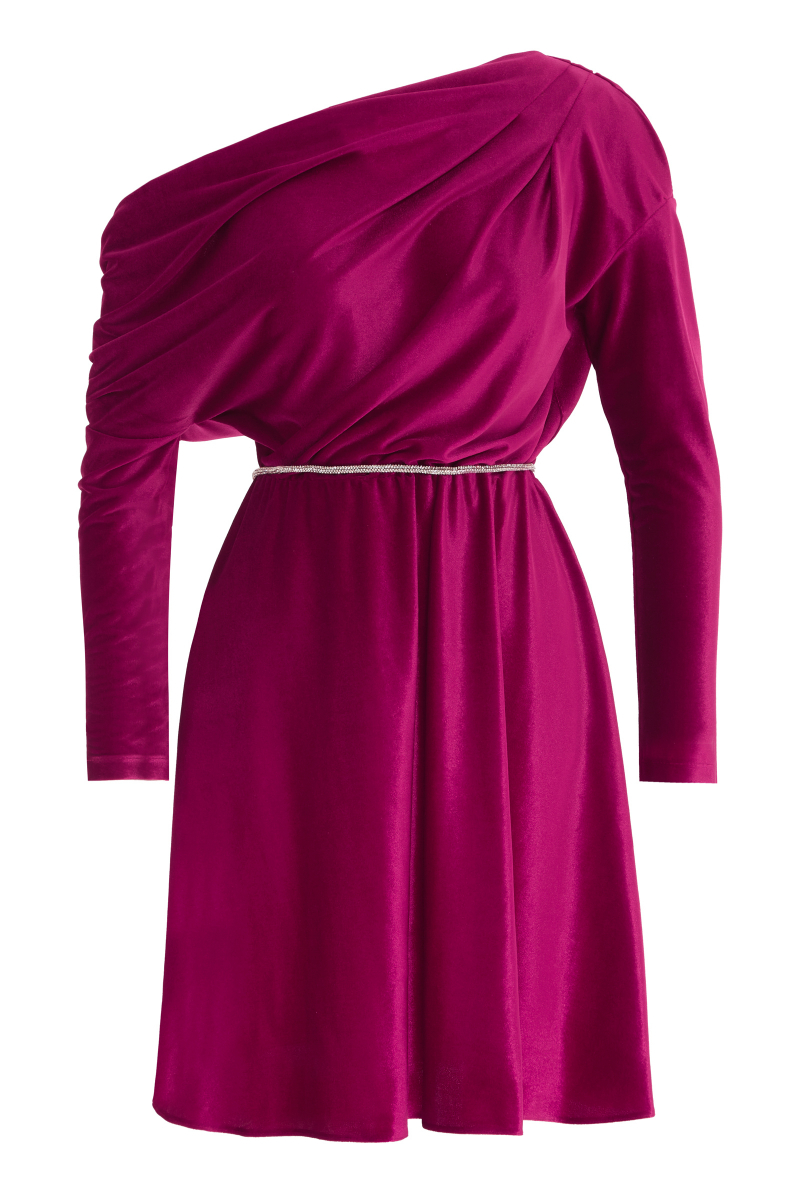 Purple velvet long sleeve mini dress