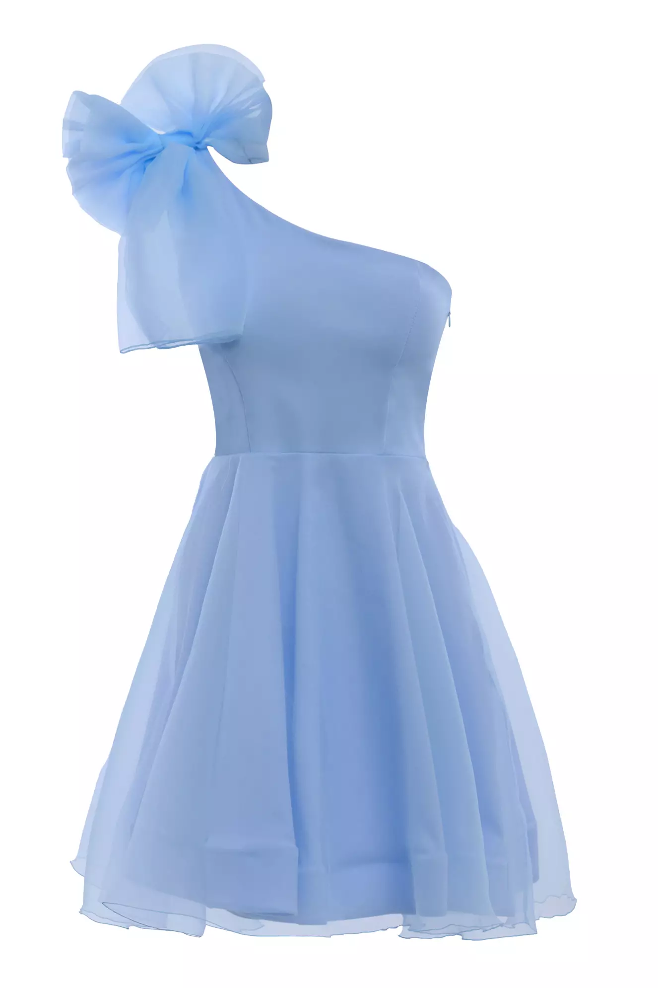 Blue tulle sleeveless midi dress