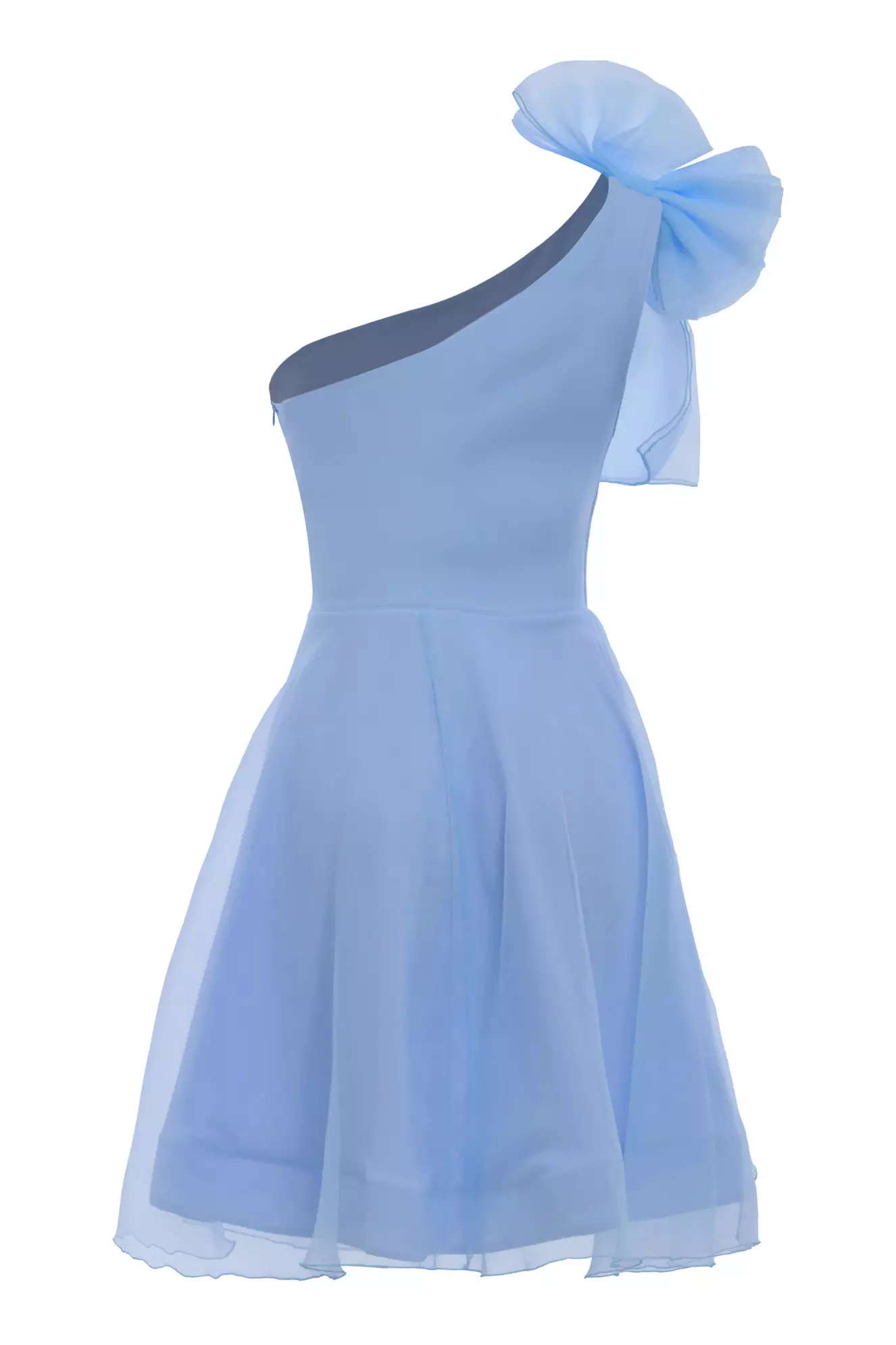 Blue tulle sleeveless midi dress