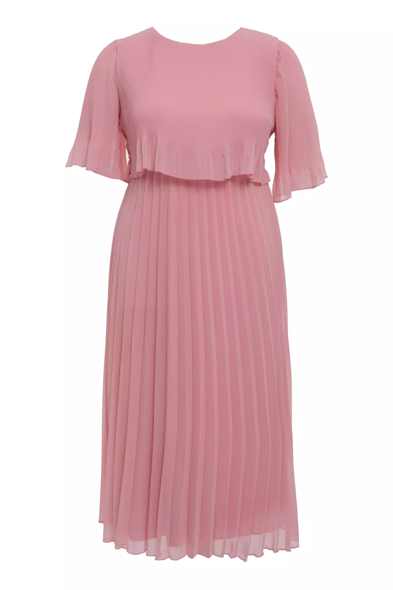 Blush plus size chiffon short sleeve midi dress