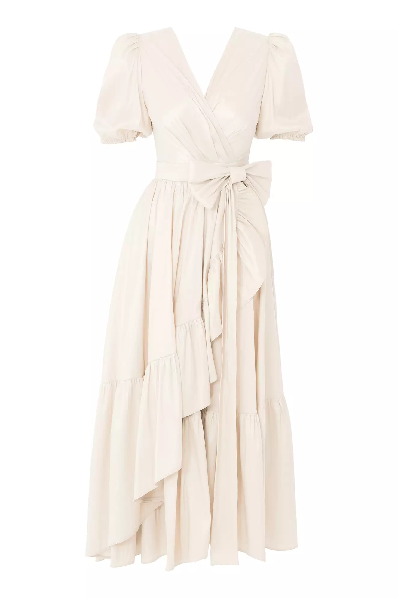 Beige tafta sleeveless midi dress