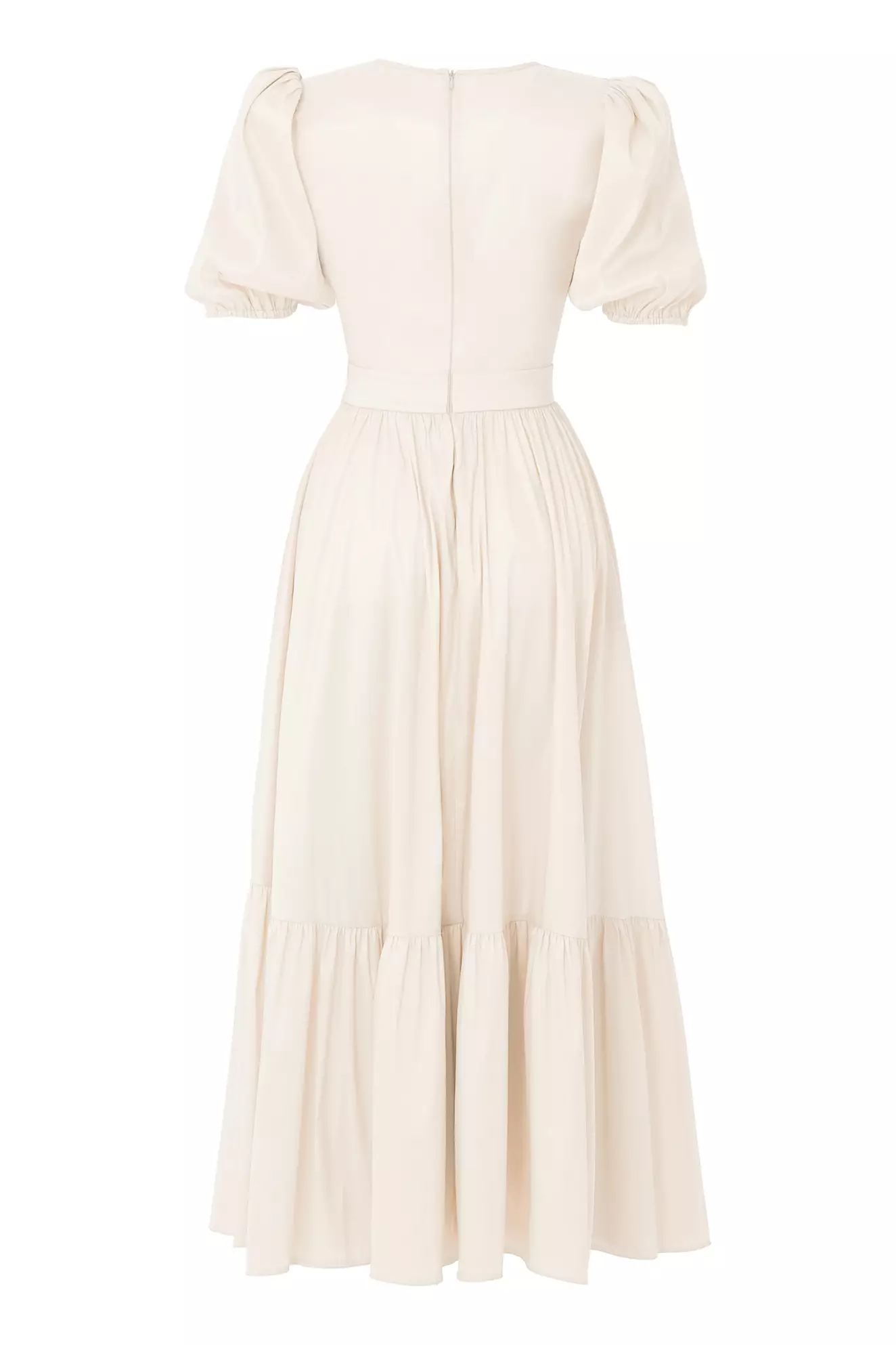 Beige tafta sleeveless midi dress