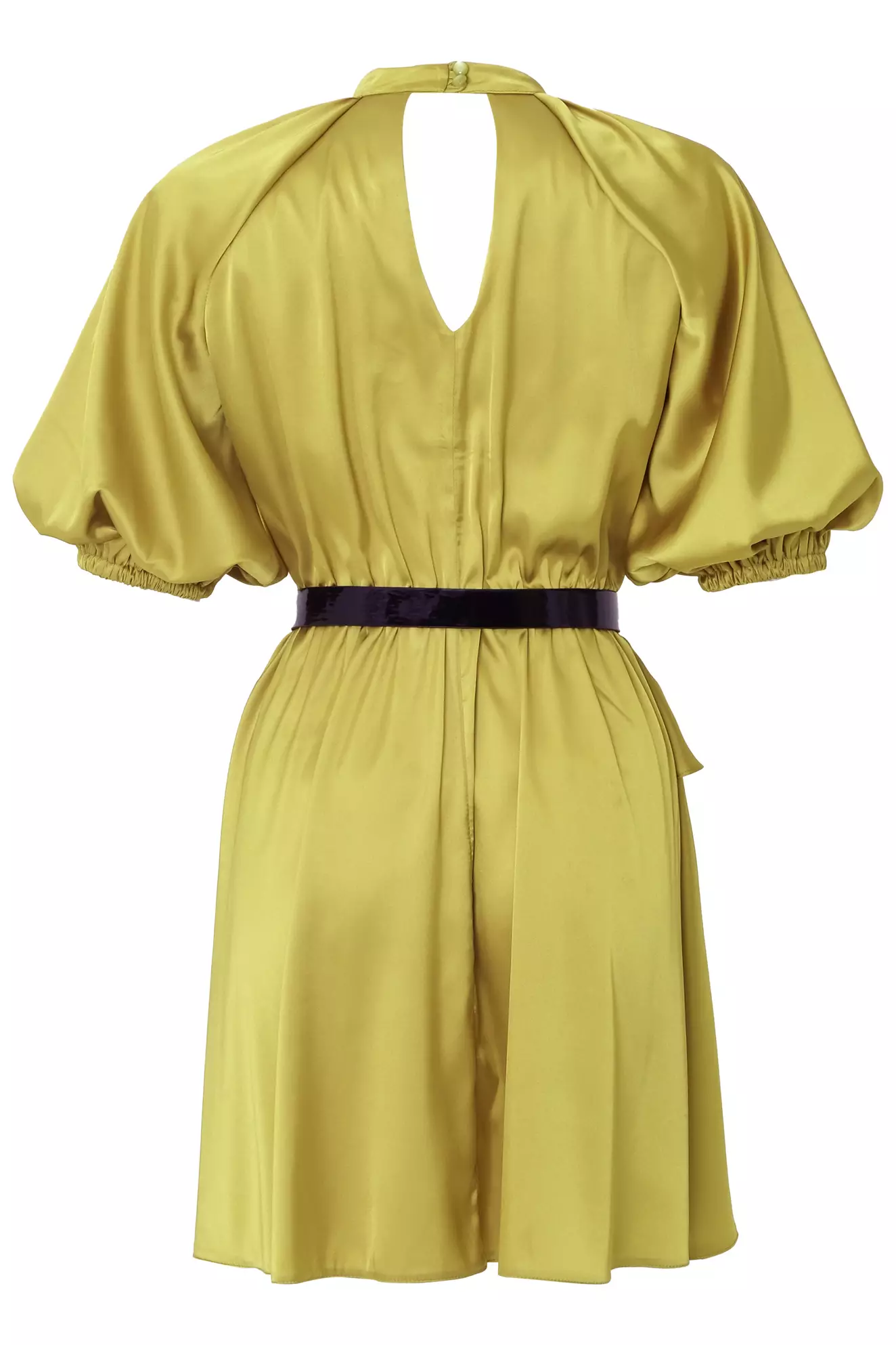 Khaki satin short sleeve mini dress