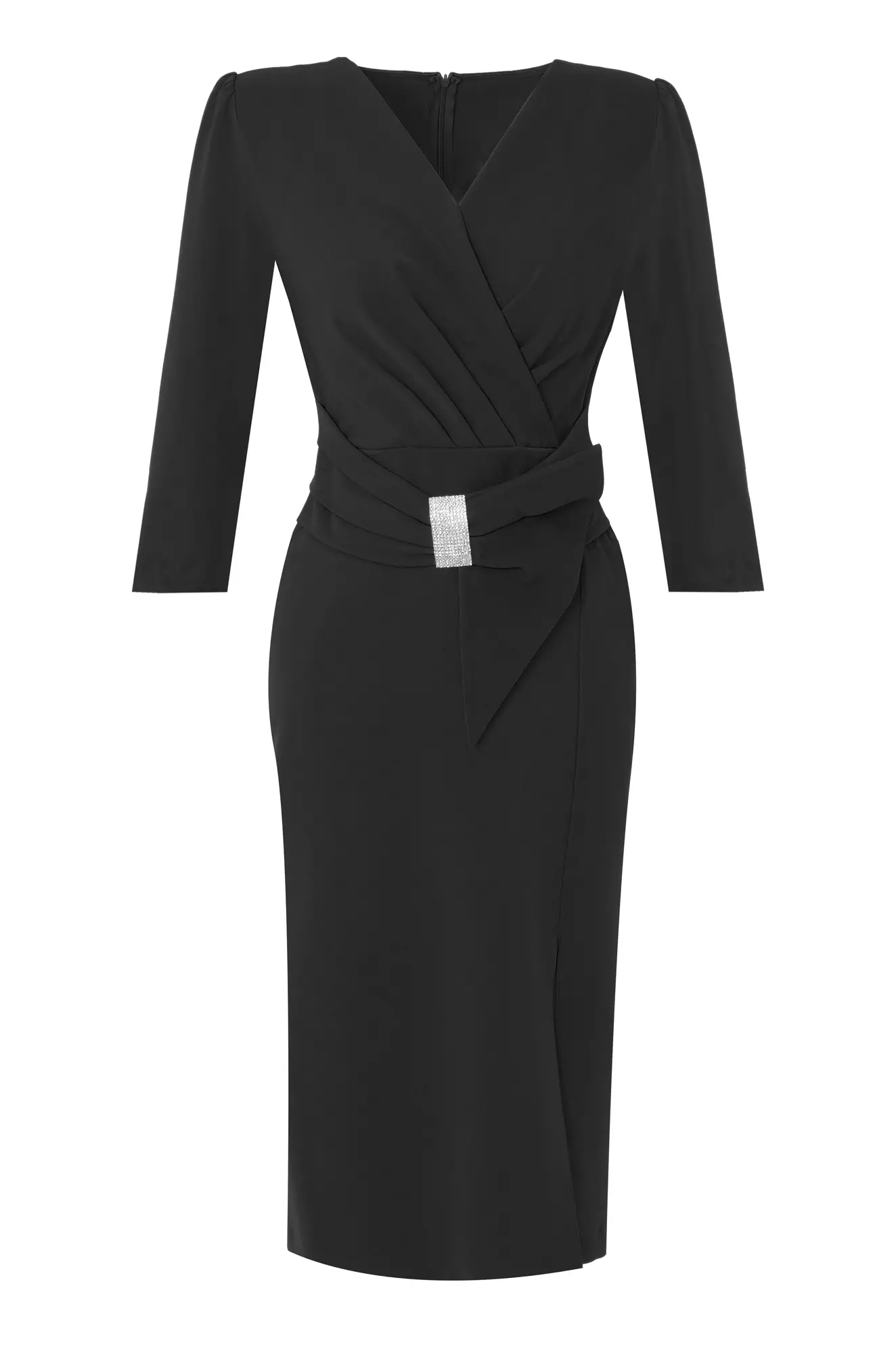 Blue Crepe Long Sleeve Midi Dress | All | Fervente