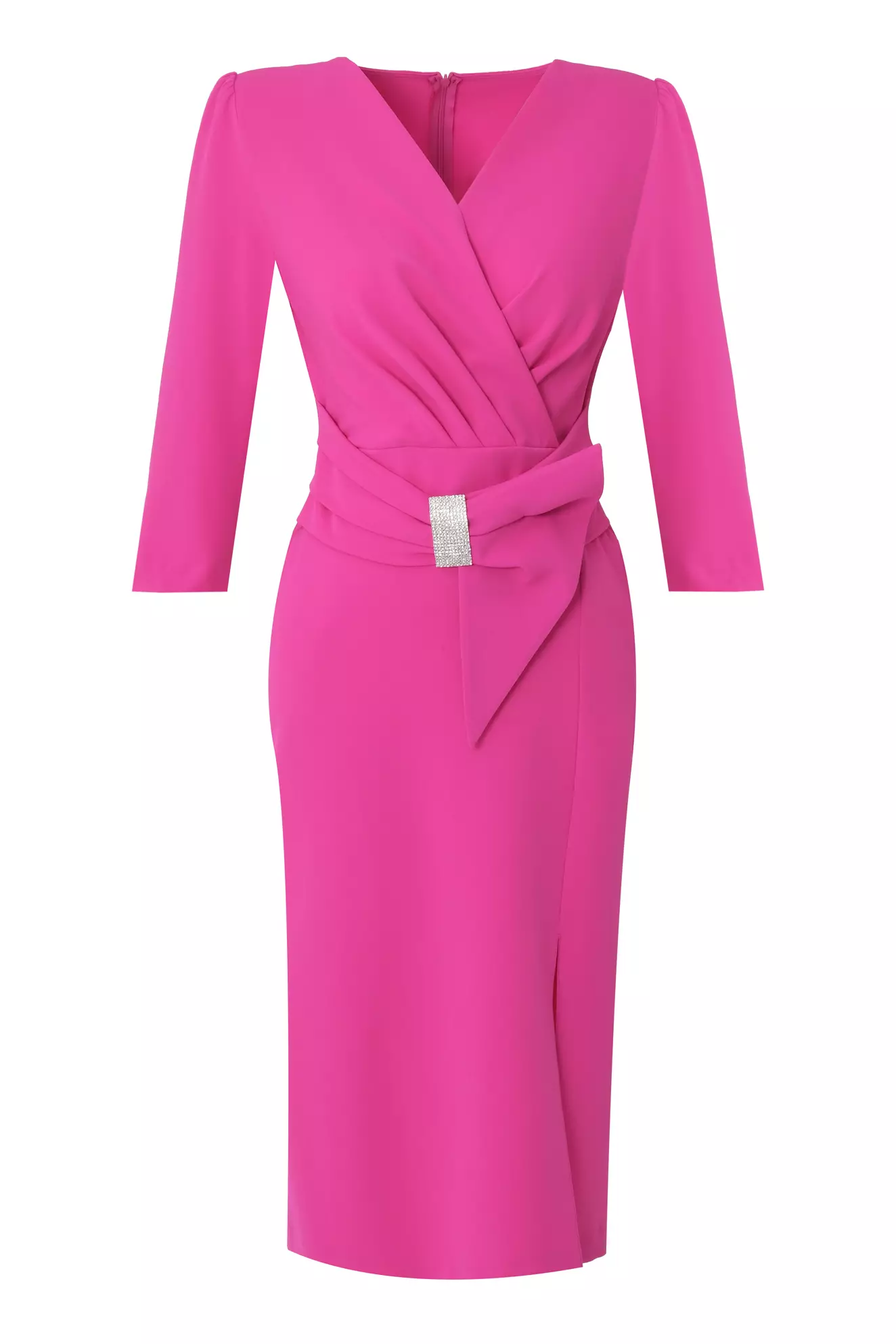 Blue Crepe Long Sleeve Midi Dress | All | Fervente