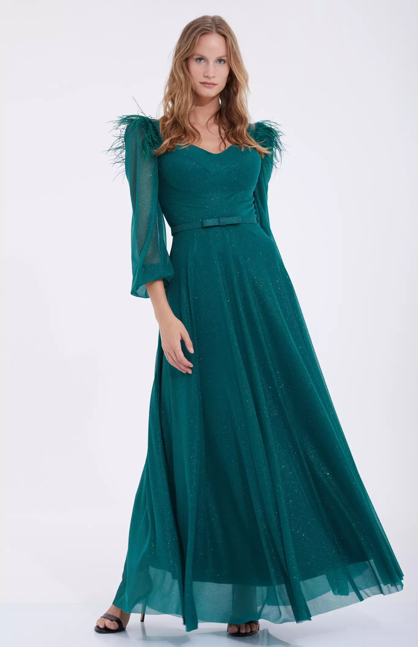 Black Silvery Long Sleeve Maxi Dress | All | Fervente