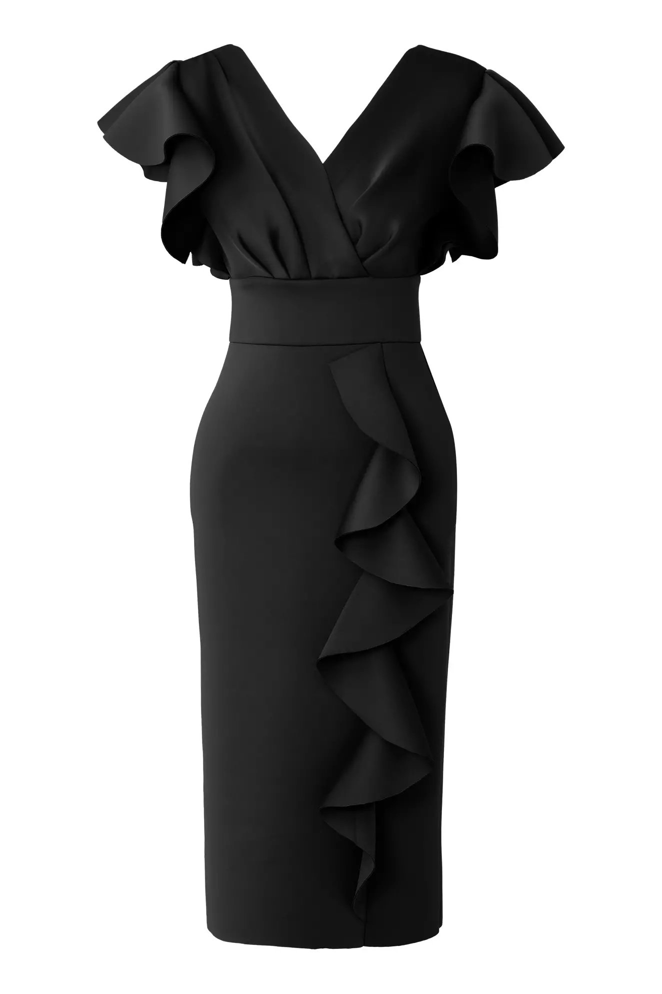Black dolphin sleeveless midi dress