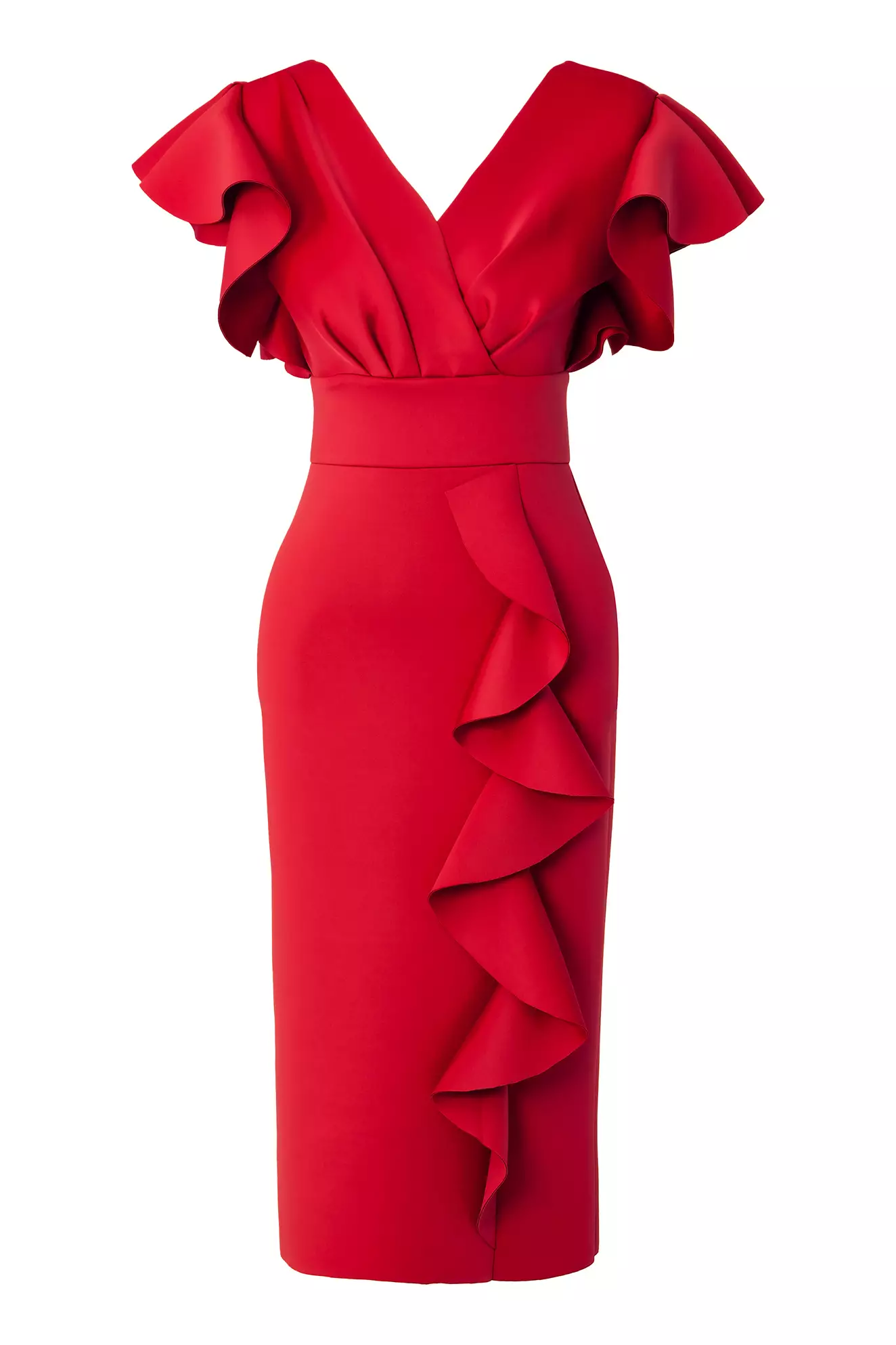 Red dolphin sleeveless midi dress