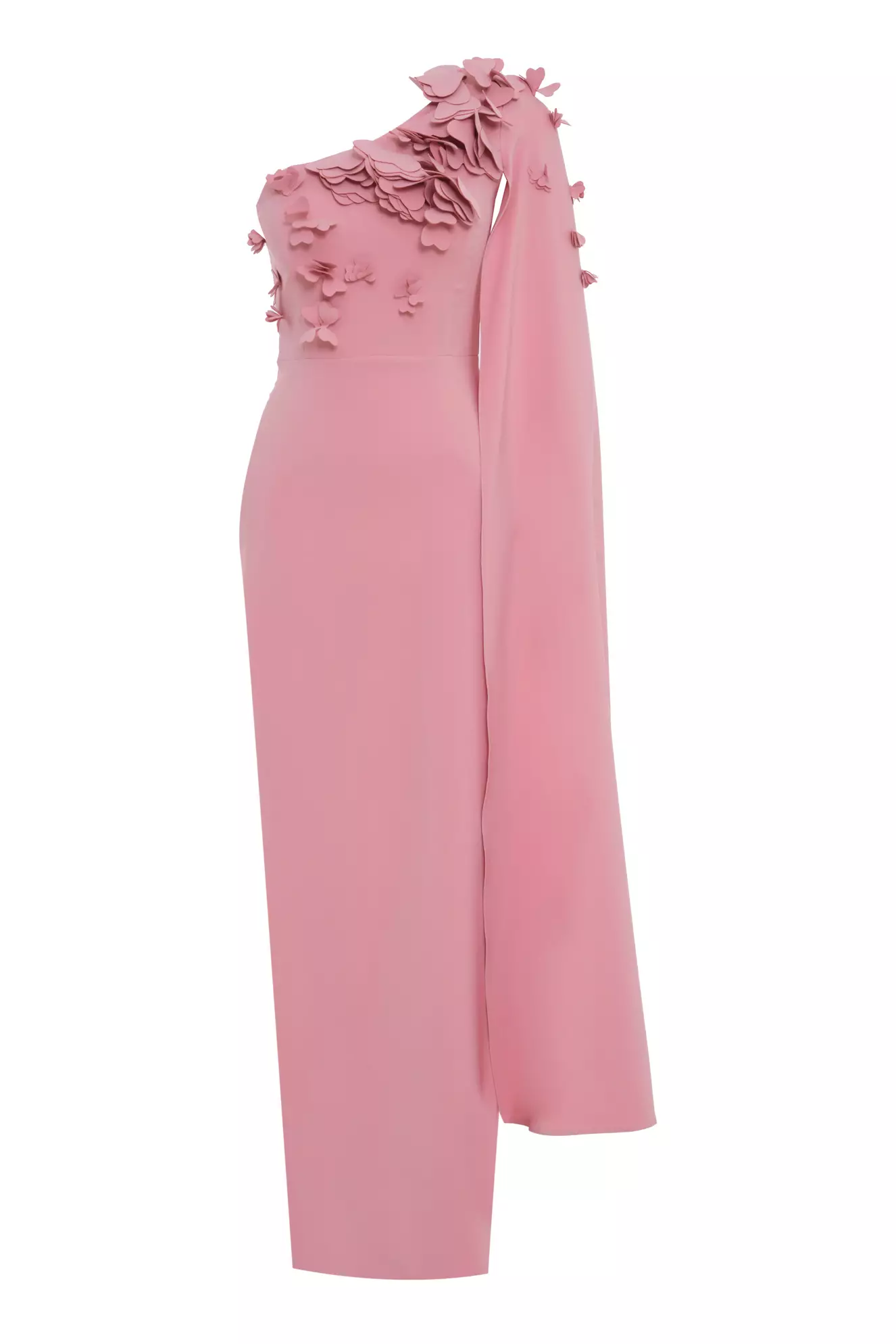 Blush crepe single sleeve long dress