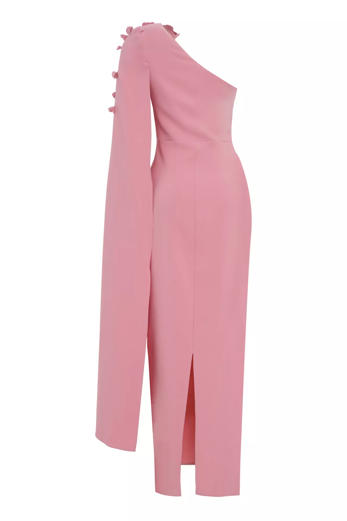 Blush crepe single sleeve long dress