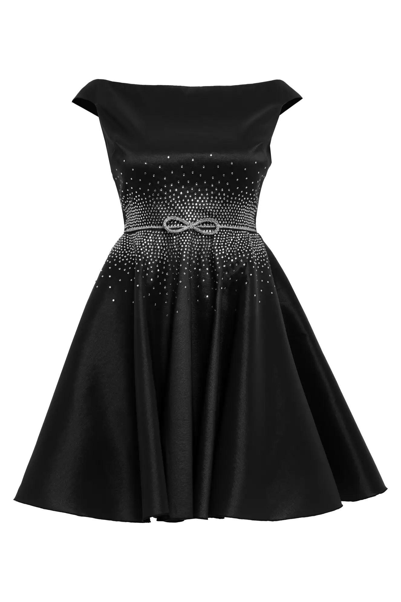 Black tafta sleeveless mini dress