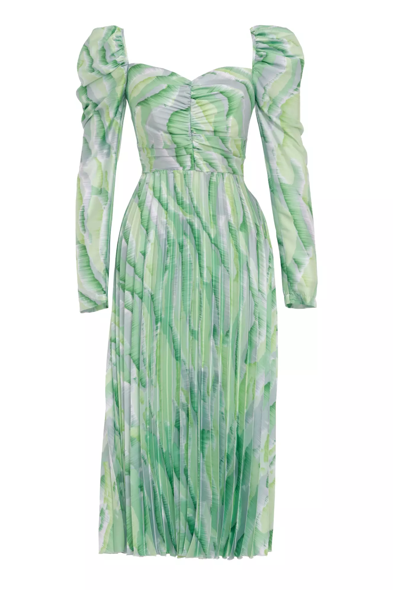 Printed satin long sleeve maxi dress