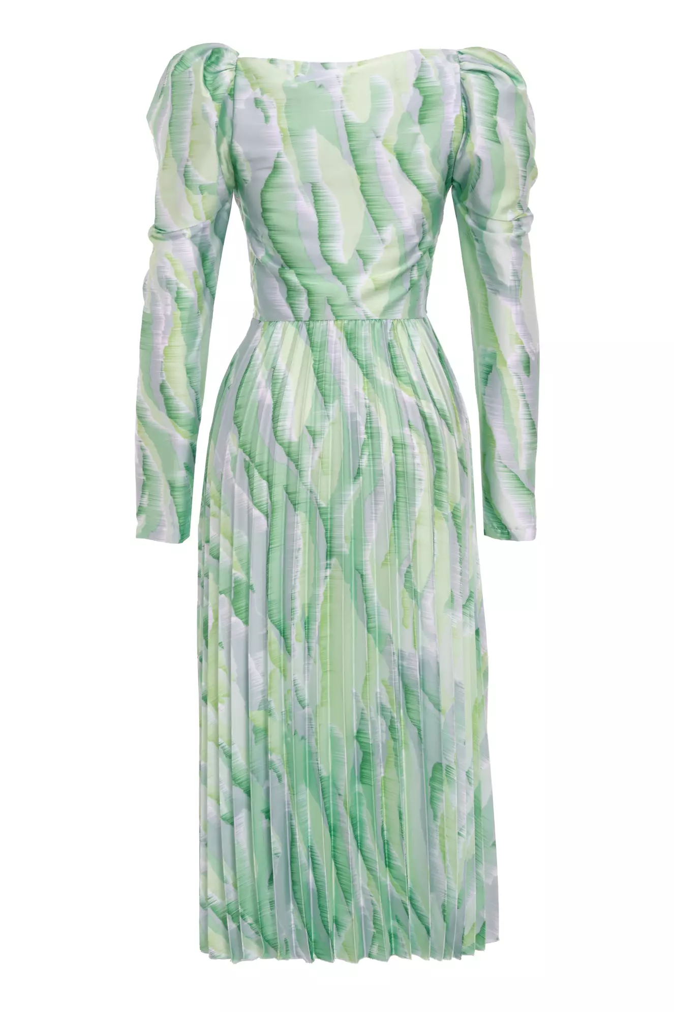 Printed satin long sleeve maxi dress