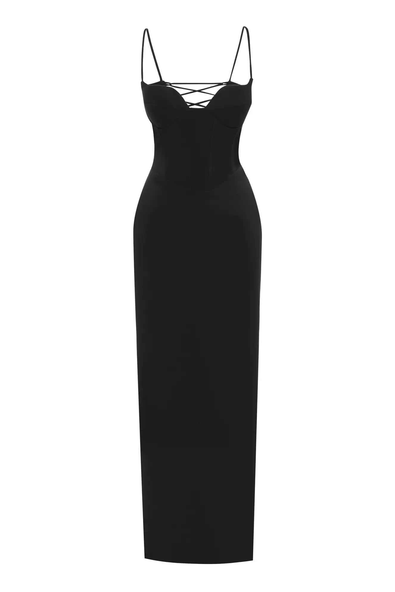 Black crepe sleeveless long dress