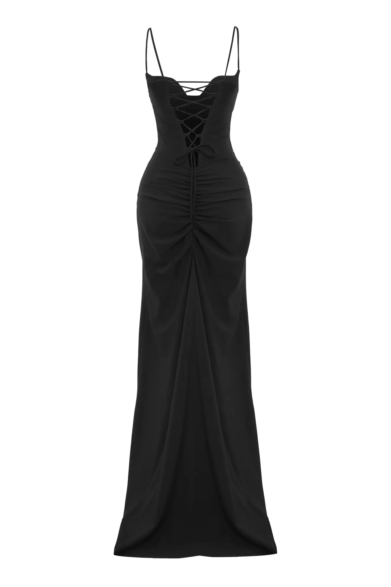 Black crepe sleeveless long dress