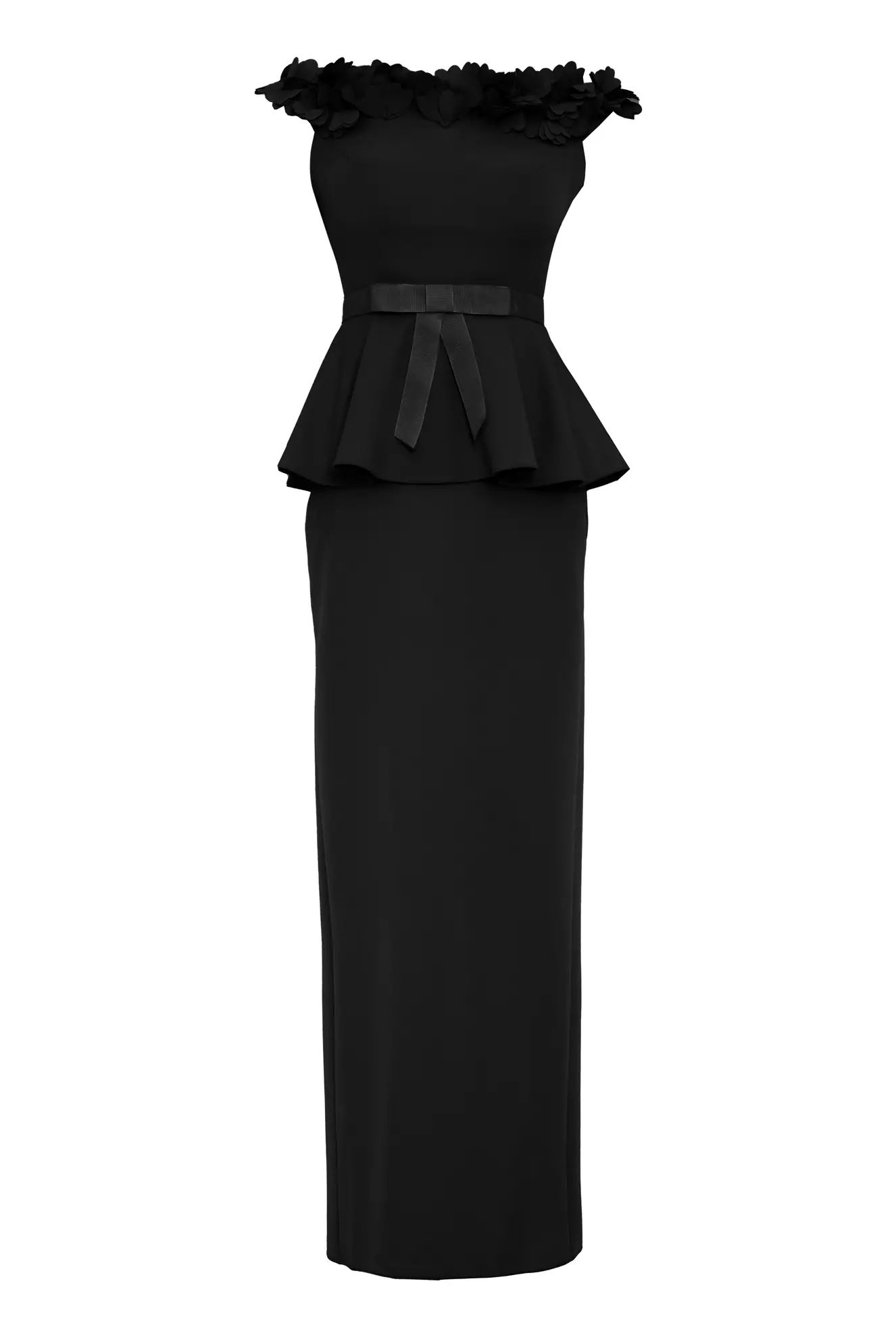 Black crepe sleeveless maxi dress