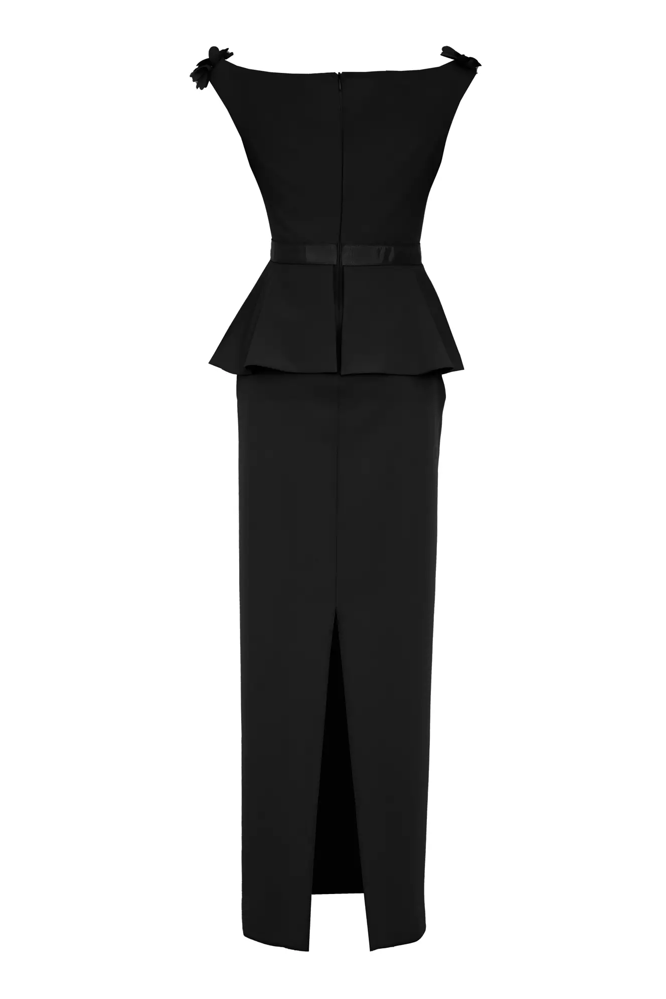 Black crepe sleeveless maxi dress