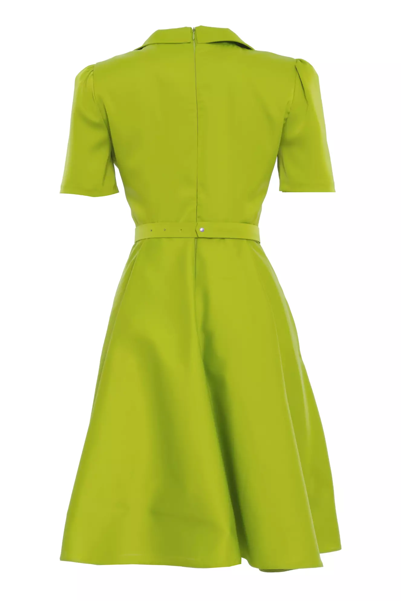 Peanut green satin short sleeve mini dress