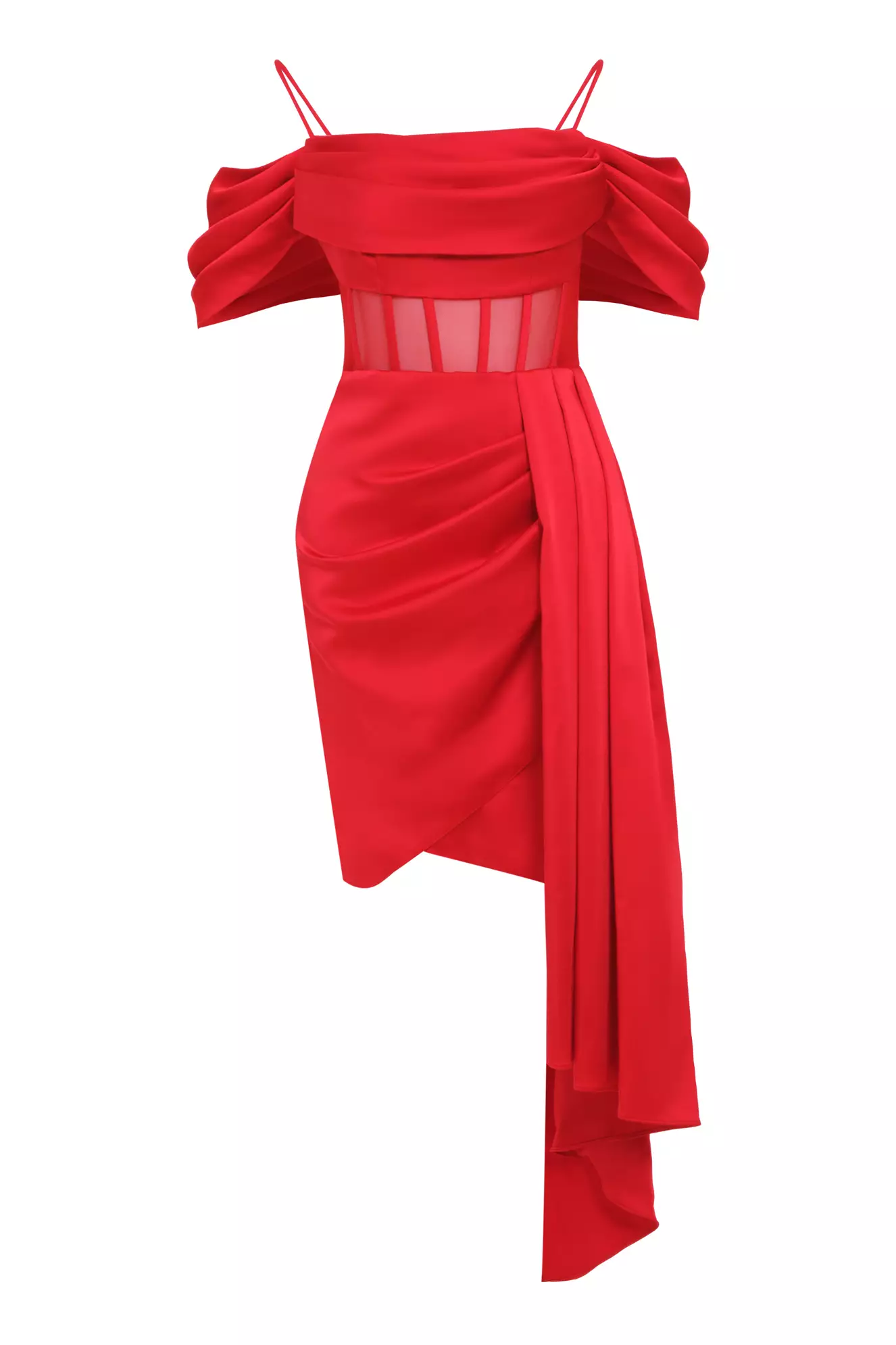 Red satin sleeveless mini dress