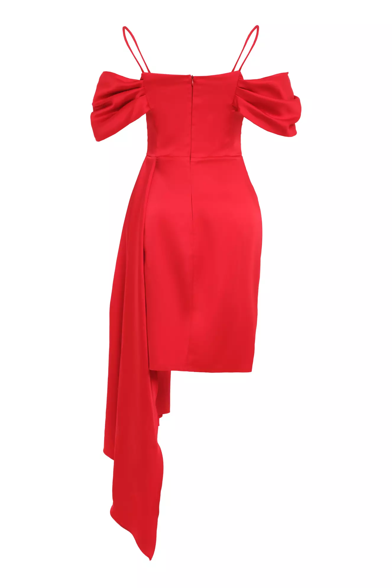 Red satin sleeveless mini dress