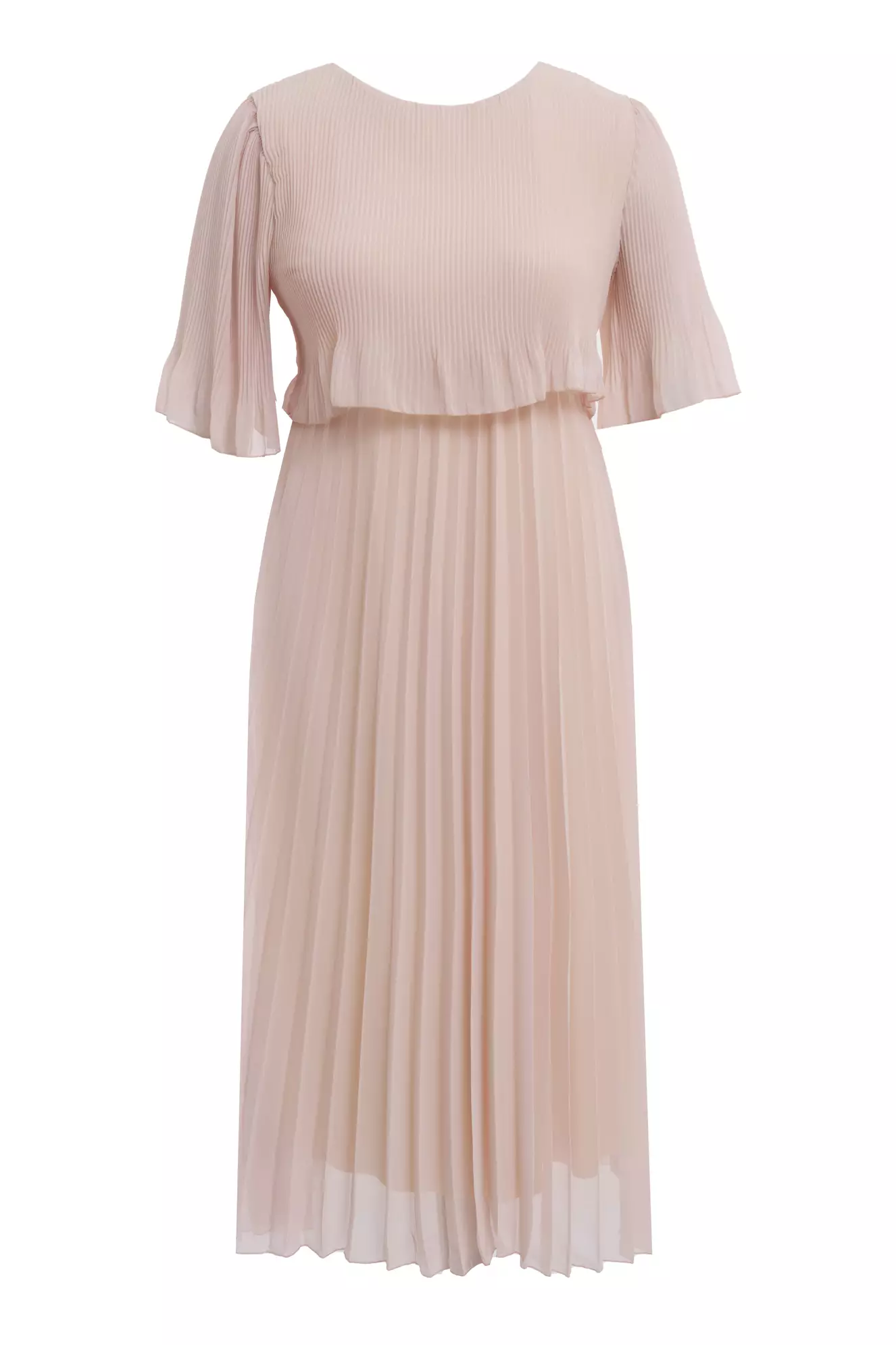 Beige plus size chiffon short sleeve midi dress