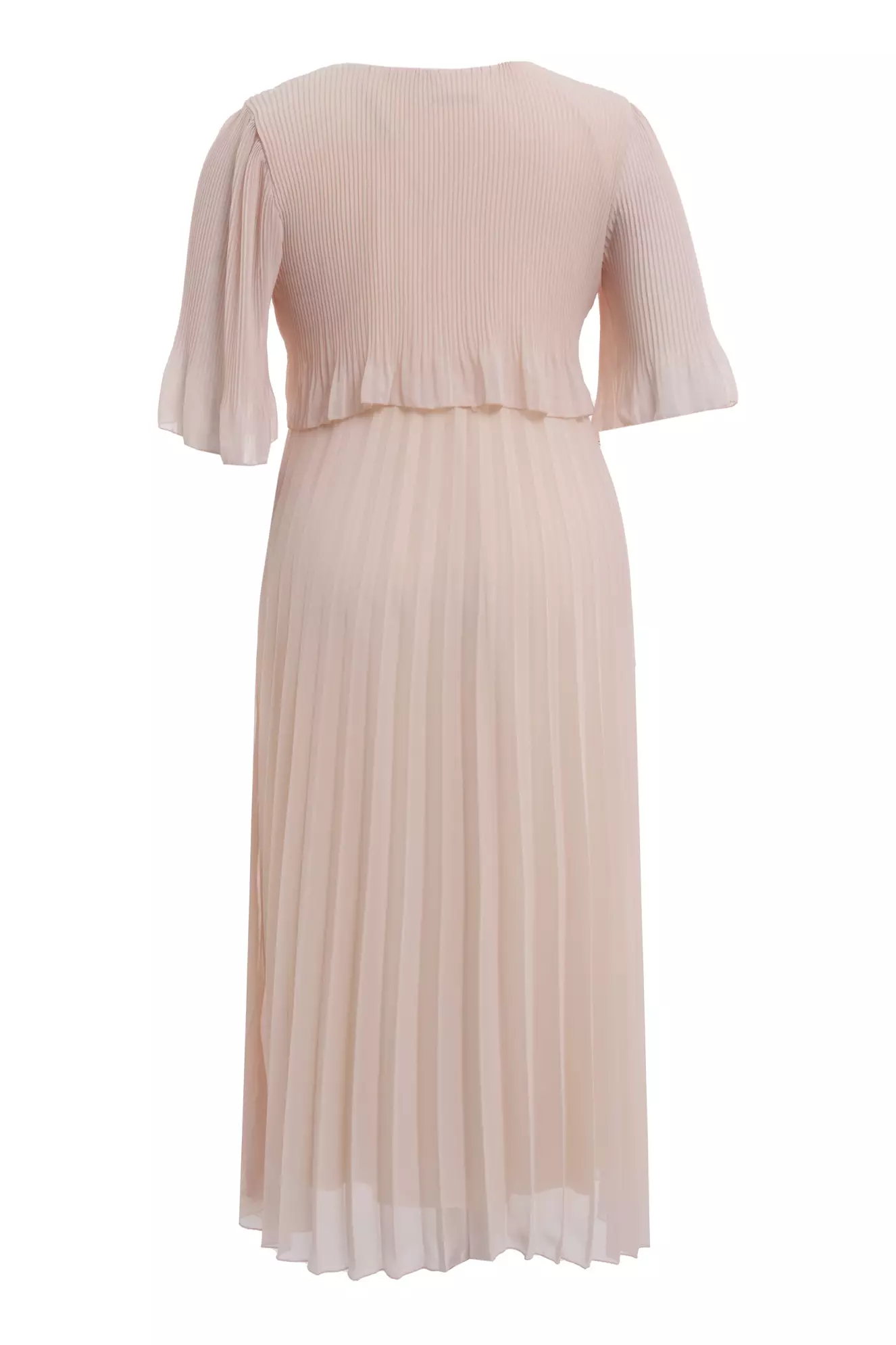 Beige plus size chiffon short sleeve midi dress