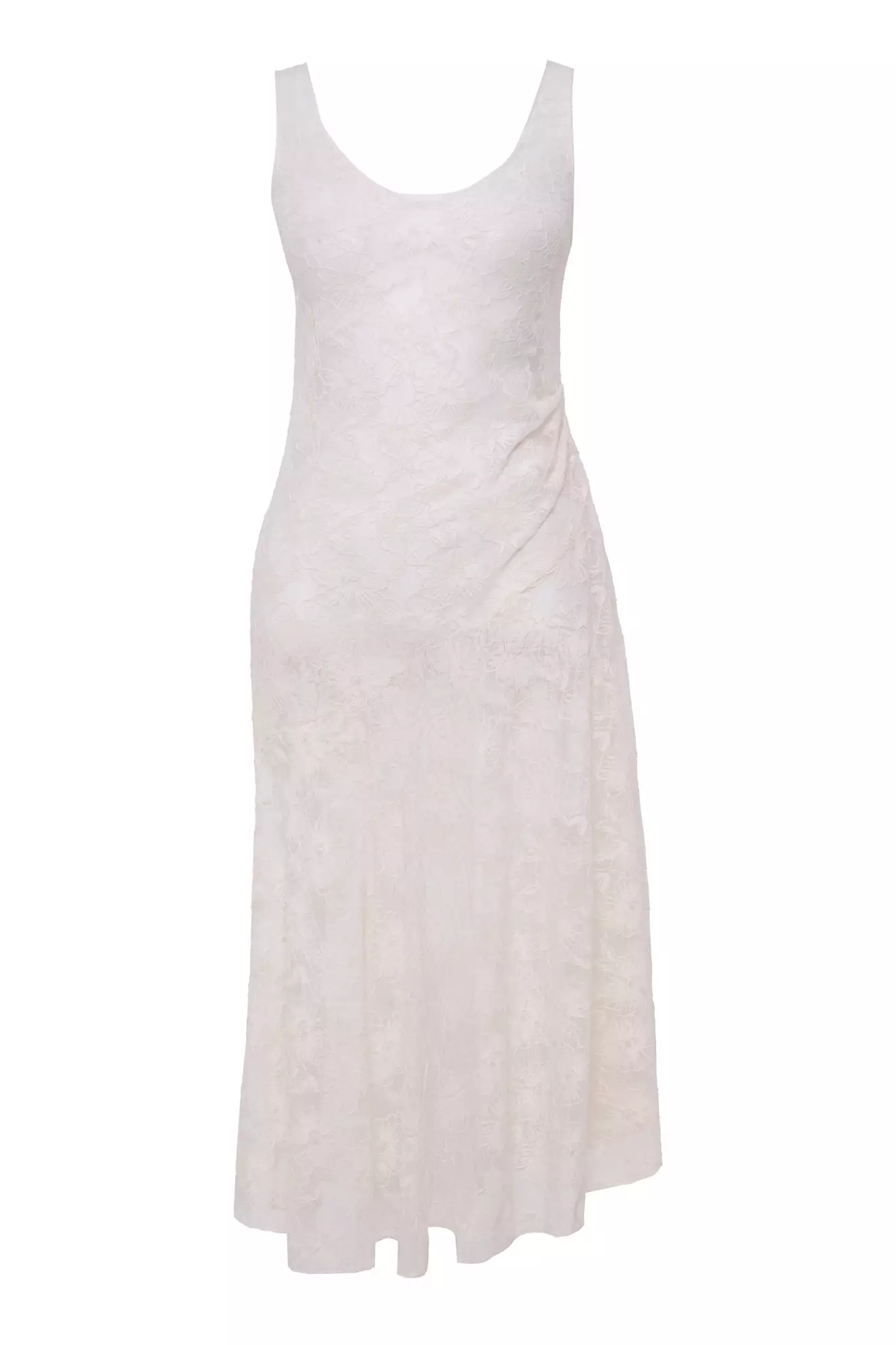 White lace sleeveless midi dress