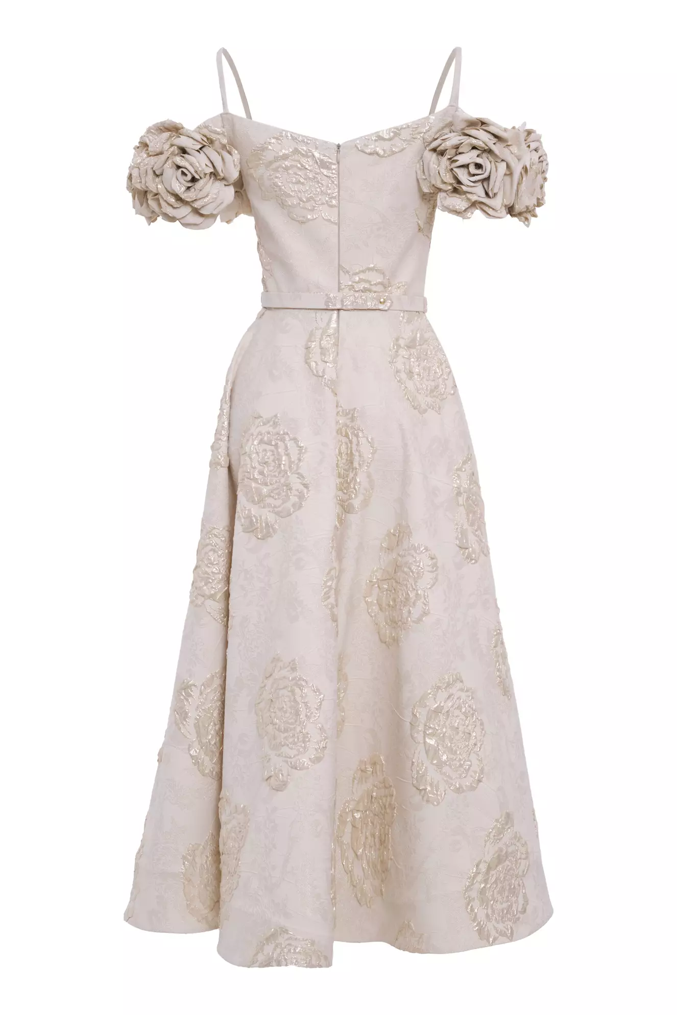 White jakar sleeveless maxi dress