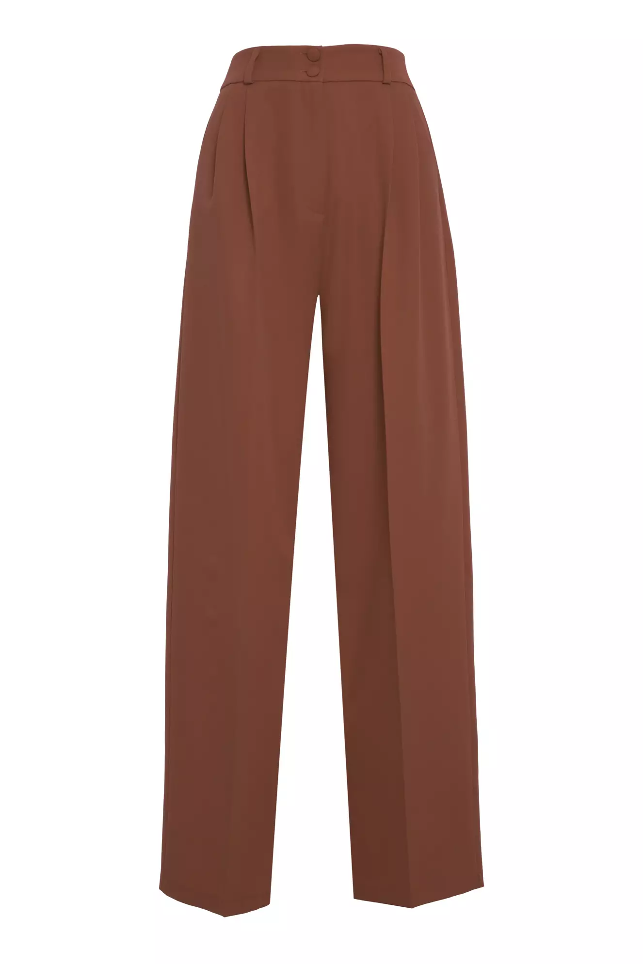 Brown crepe long trousers