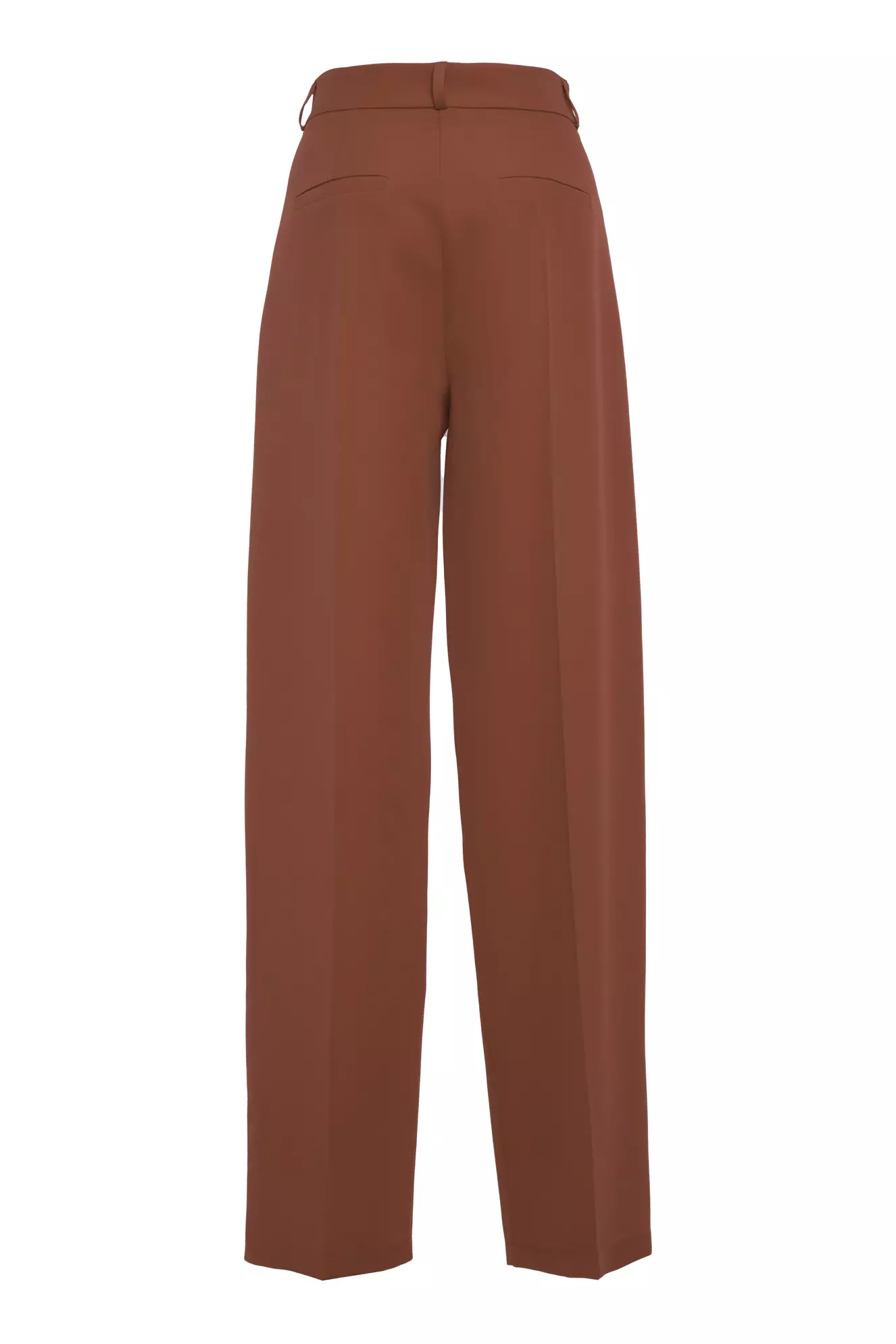 Brown crepe long trousers