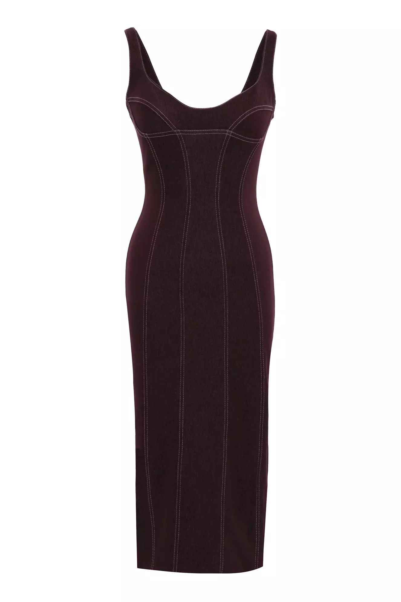 Maroon kot sleeveless midi dress