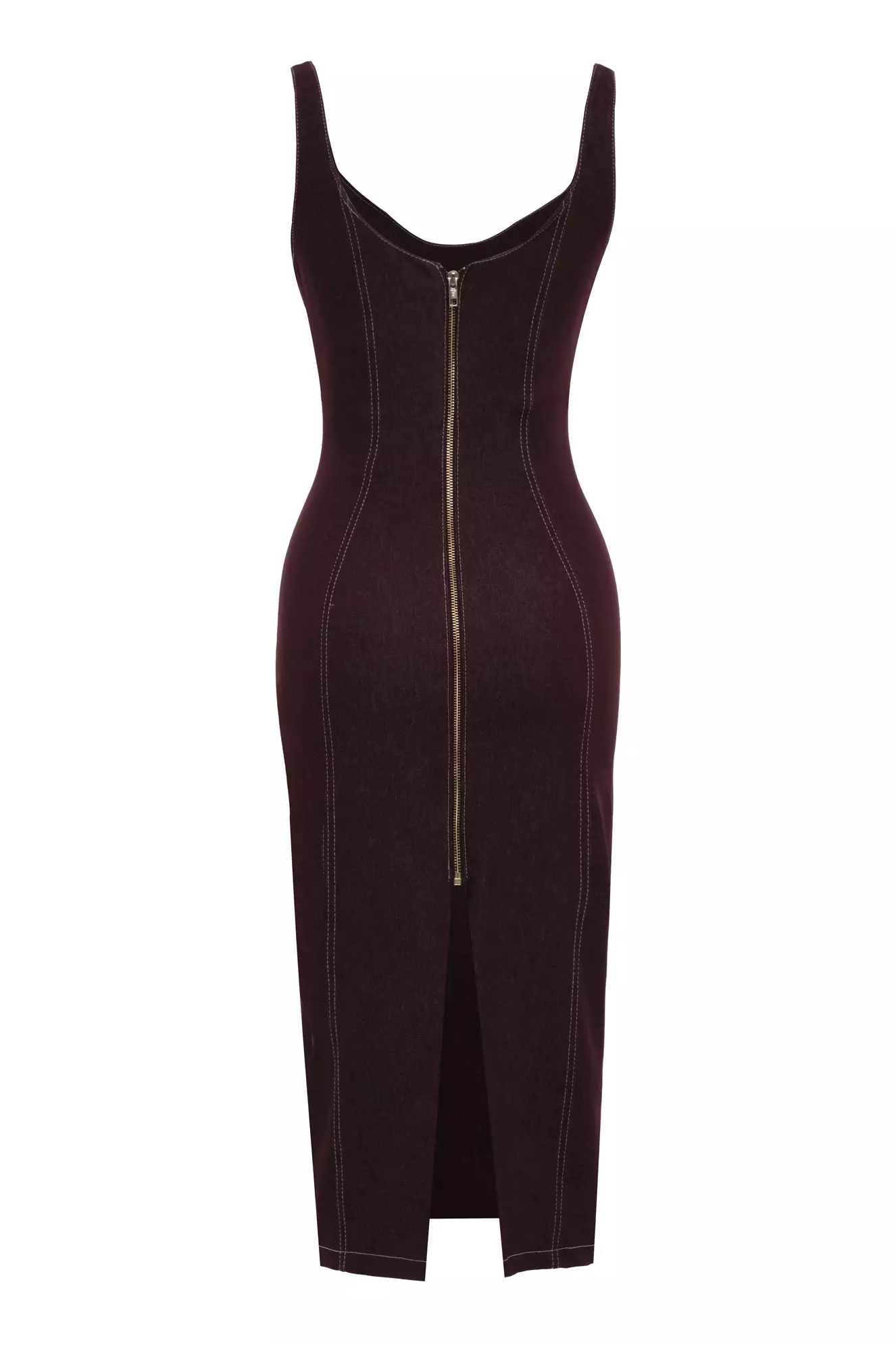 Maroon kot sleeveless midi dress