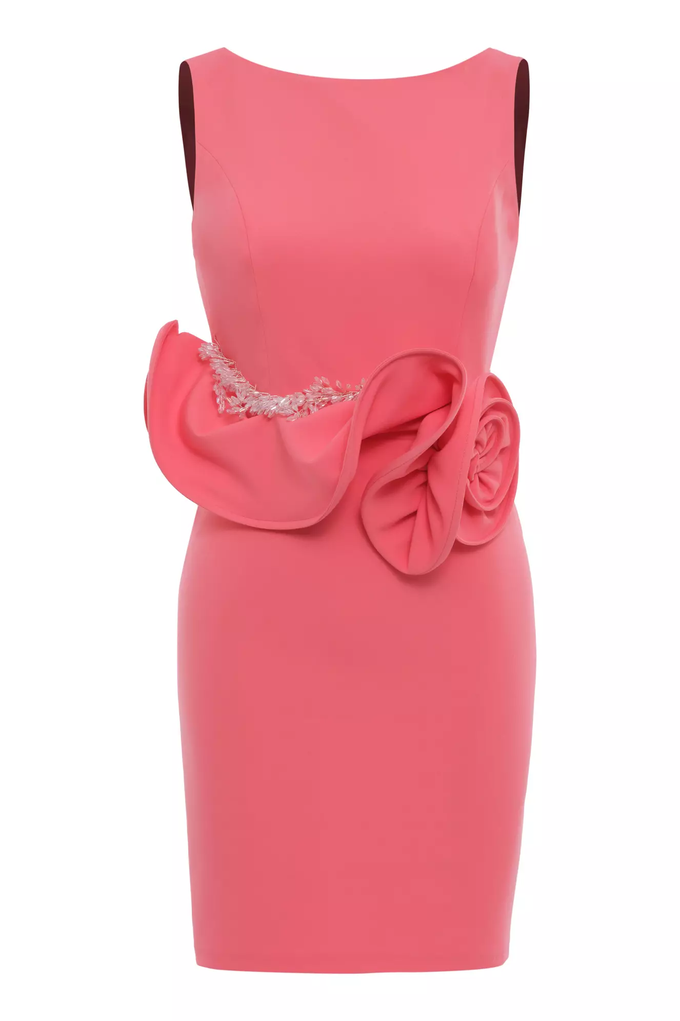 Printed crepe sleeveless mini dress