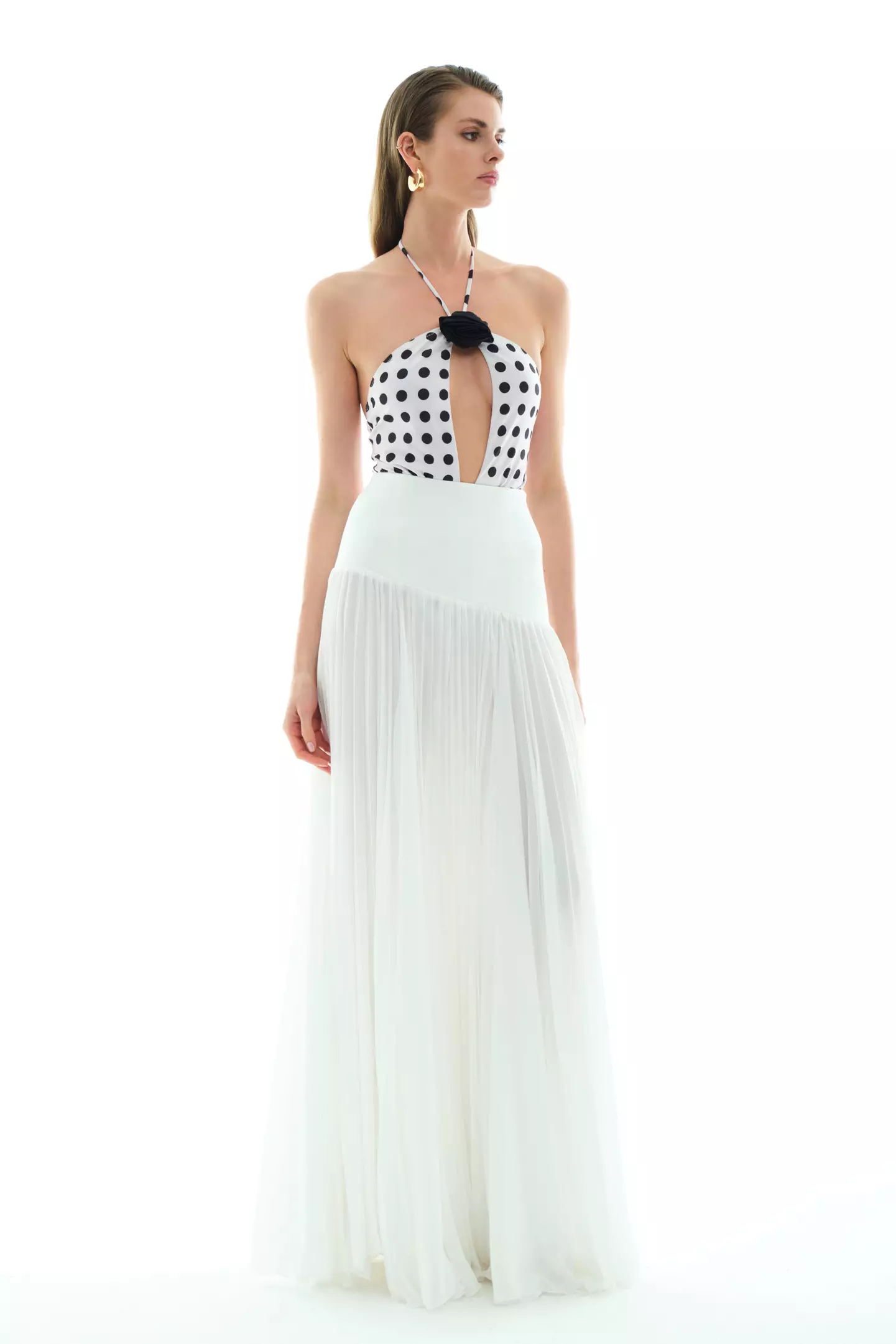 White chiffon long skirt