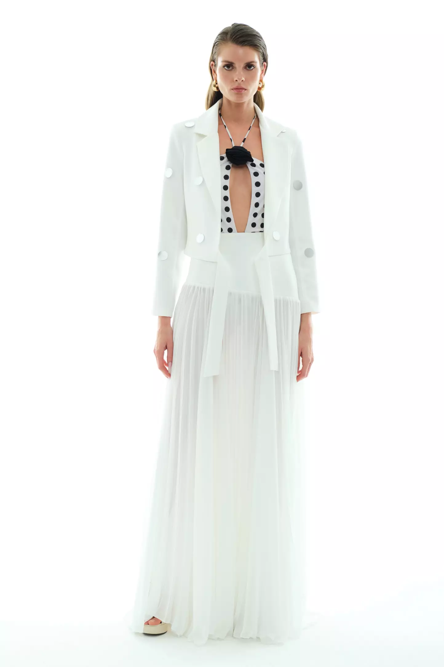 White chiffon long skirt