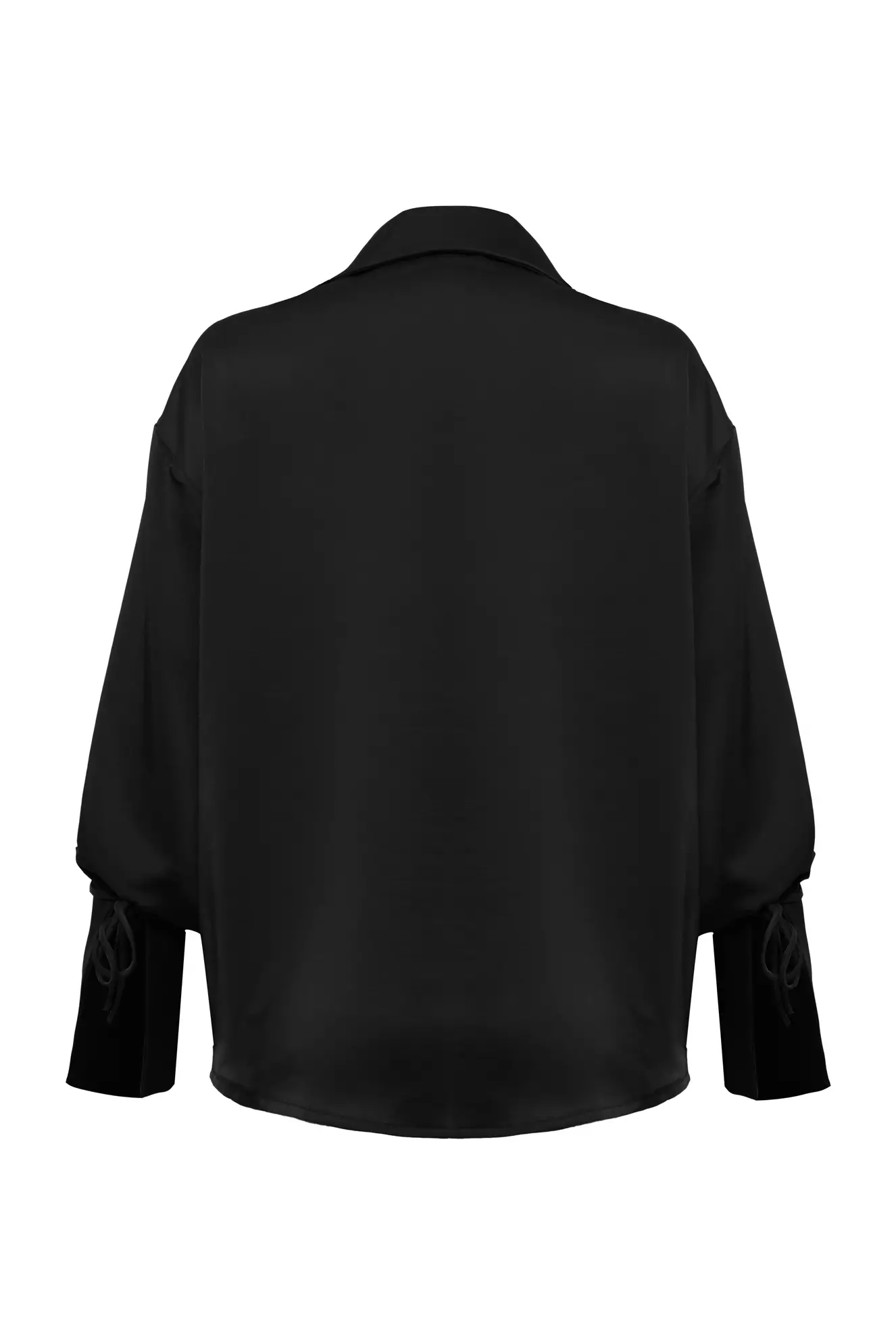 Black satin long sleeve shirt