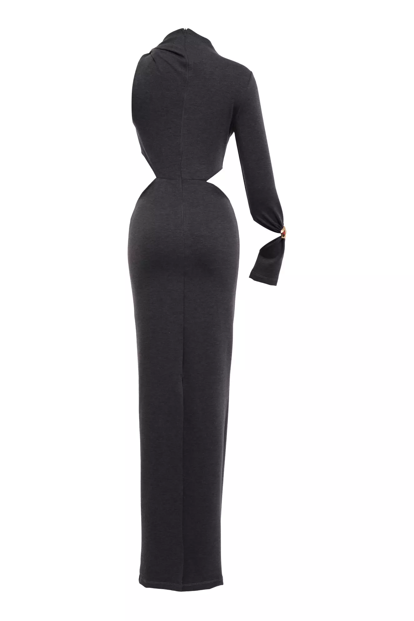 Printed knitted single sleeve long dress