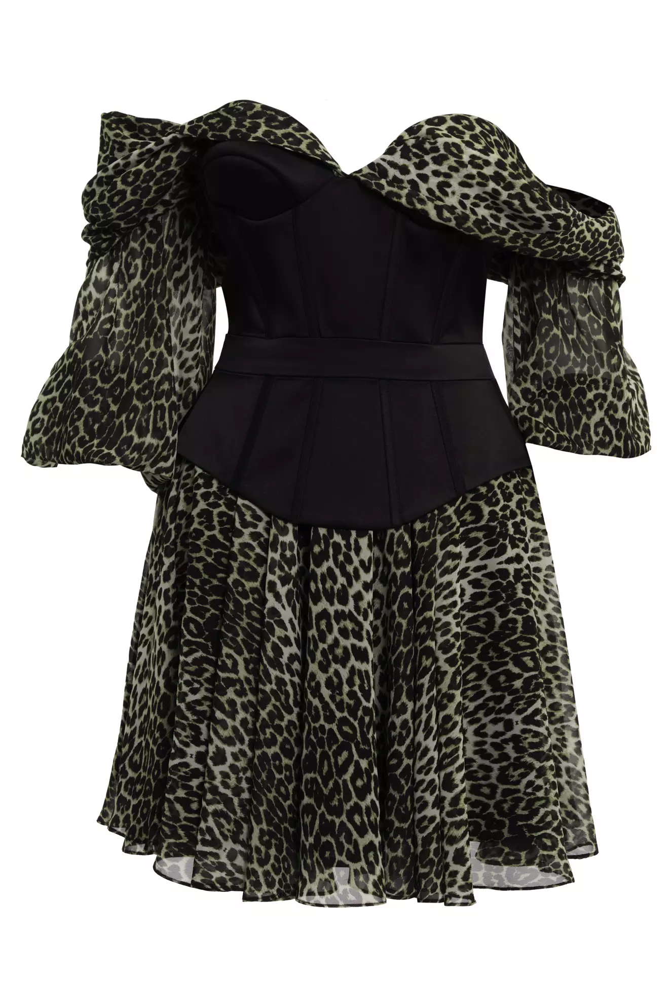 Printed chiffon capri arm mini dress