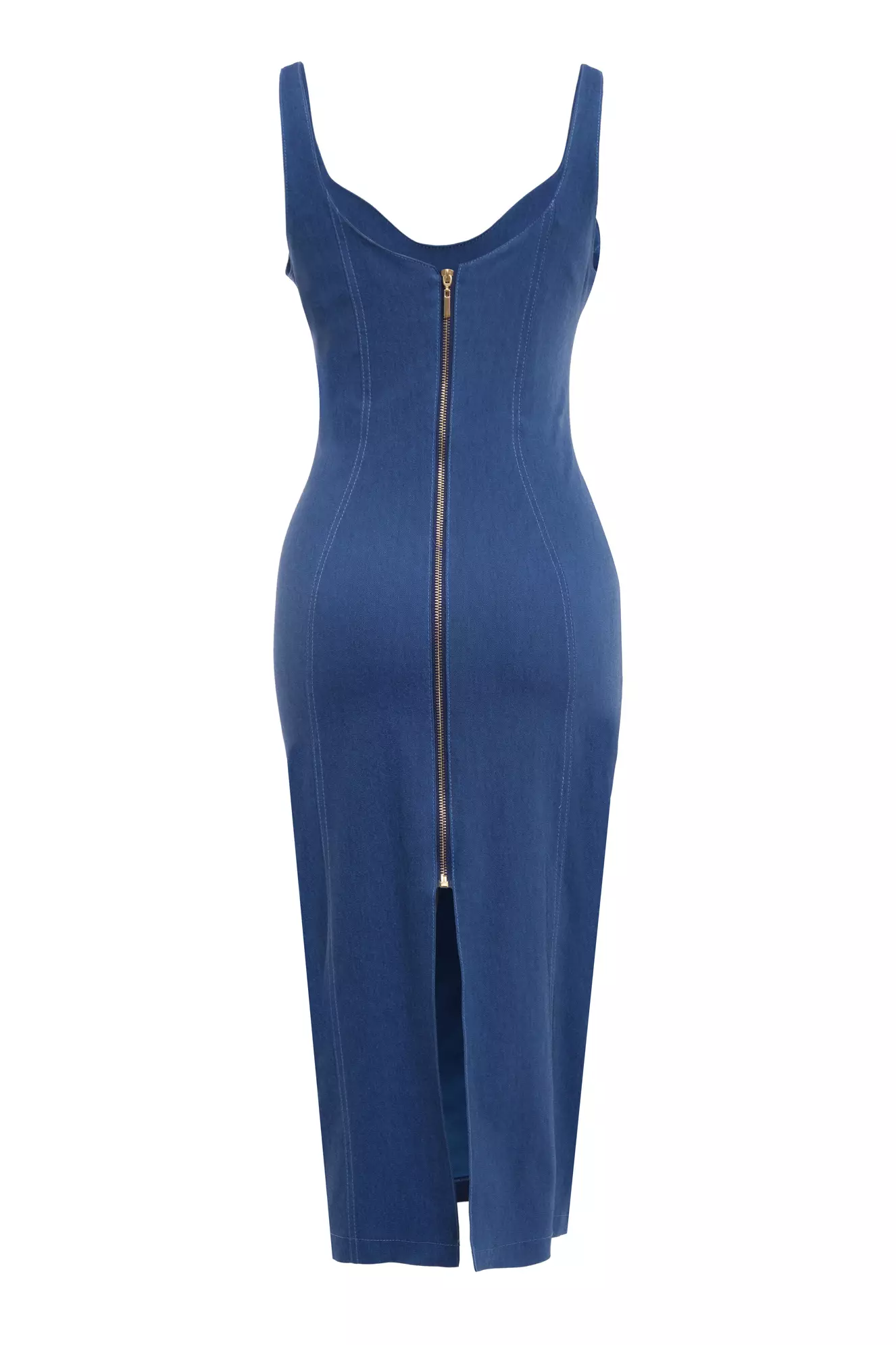 Blue kot sleeveless midi dress