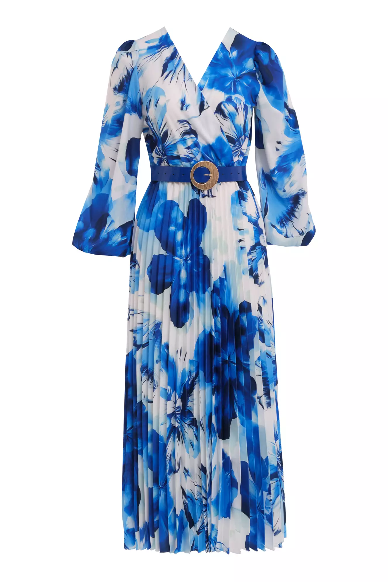 Printed crepe long sleeve midi dress