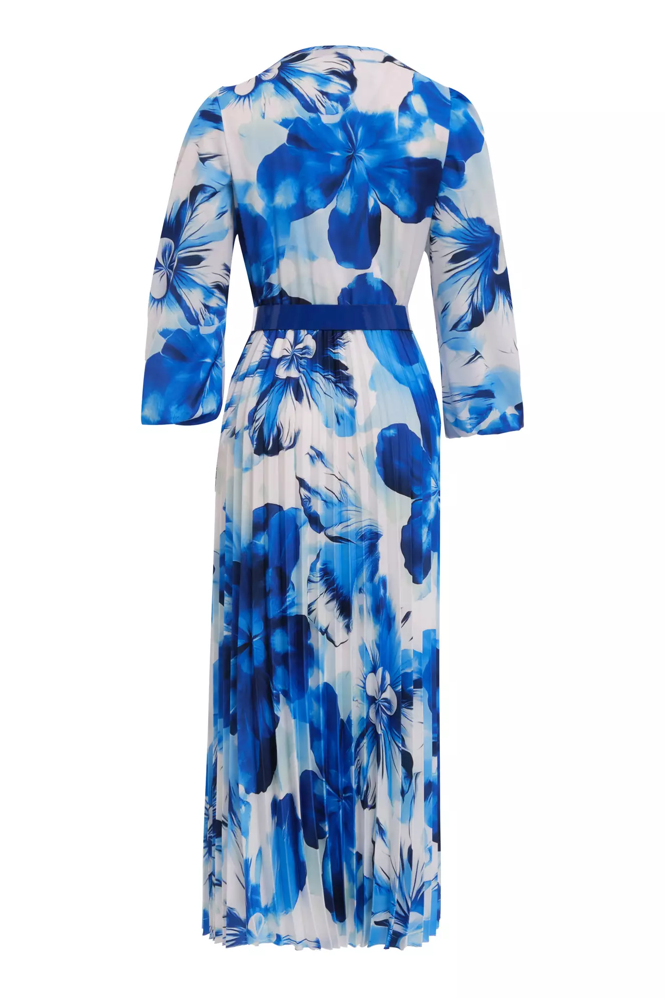 Printed crepe long sleeve midi dress