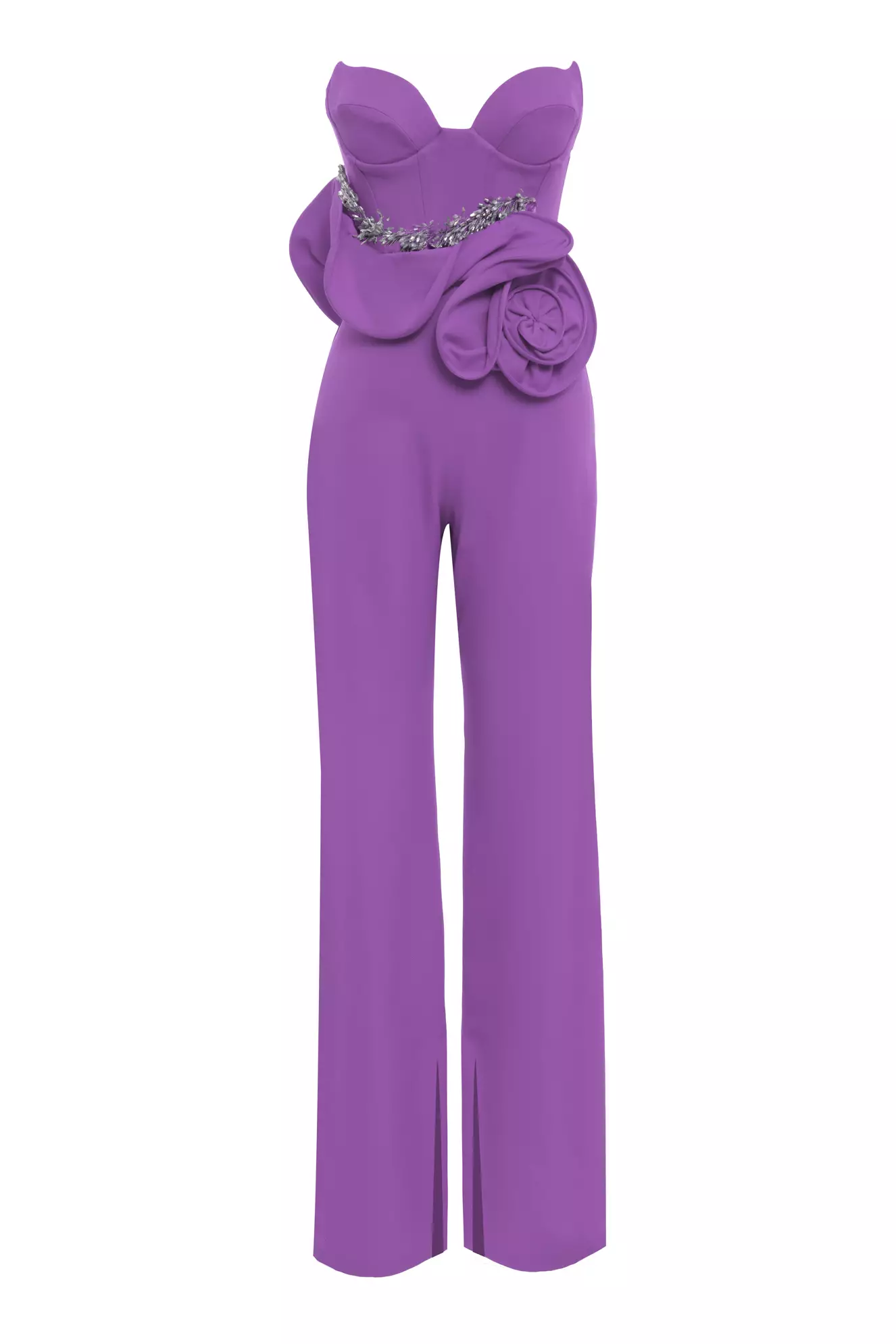 Lilac crepe sleeveless long overalls